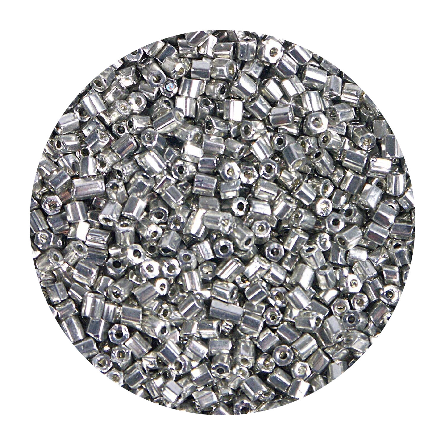 Rocailles-Perlen 2Cut, 2 mm, 14 g, Silber Metallic