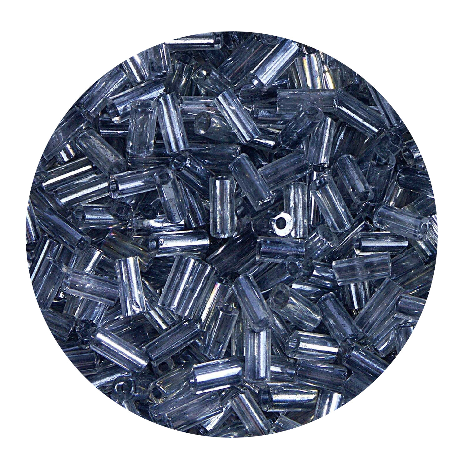 Rocailles-Perlen Stbchen, 6,75 mm, 14 g, Schwarz Transparent