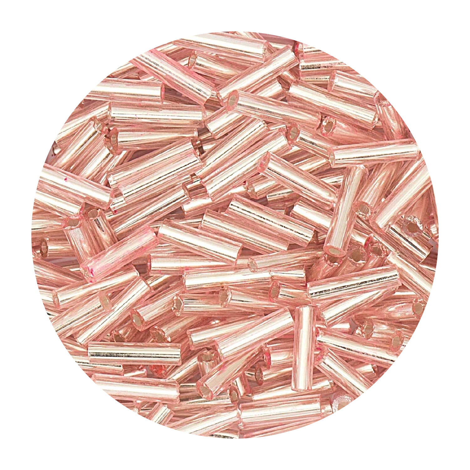 Rocailles-Perlen Stbchen, 6,75 mm, 14 g, Rosa Irisierend