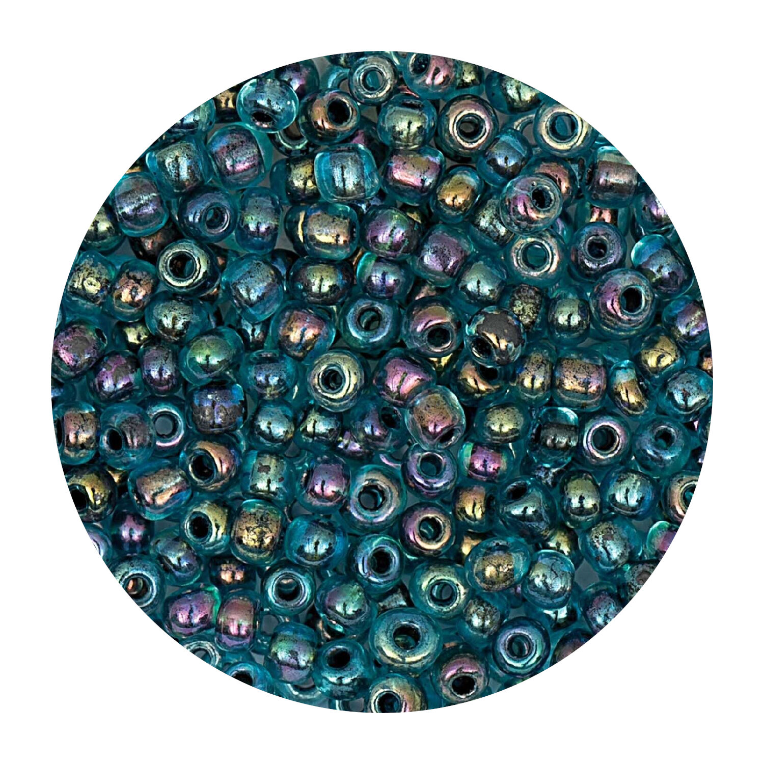 Rocailles-Perlen, 3,1 mm, 14 g, Grn Regenbogen