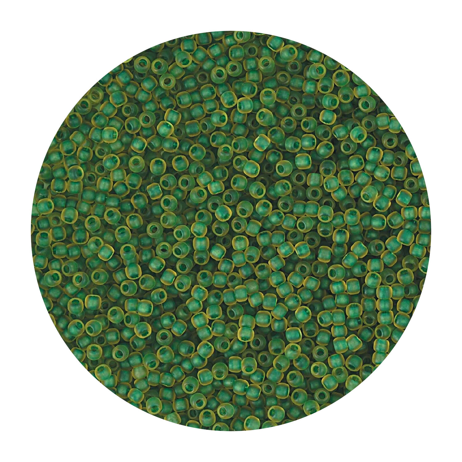 Rocailles-Perlen Itoshii, 2,2 mm, 12 g, Grn-Gelb Matt