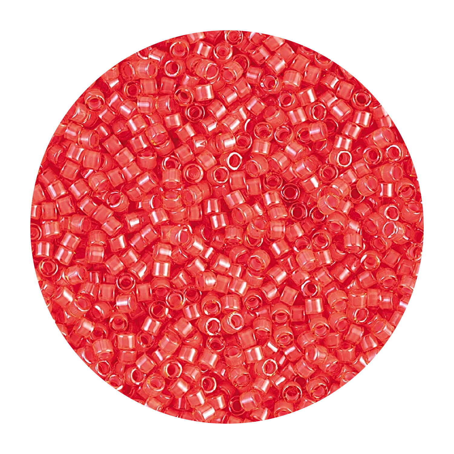 Rocailles-Perlen Itoshii Tube, 2 mm, 7 g, Neonrot Transparent
