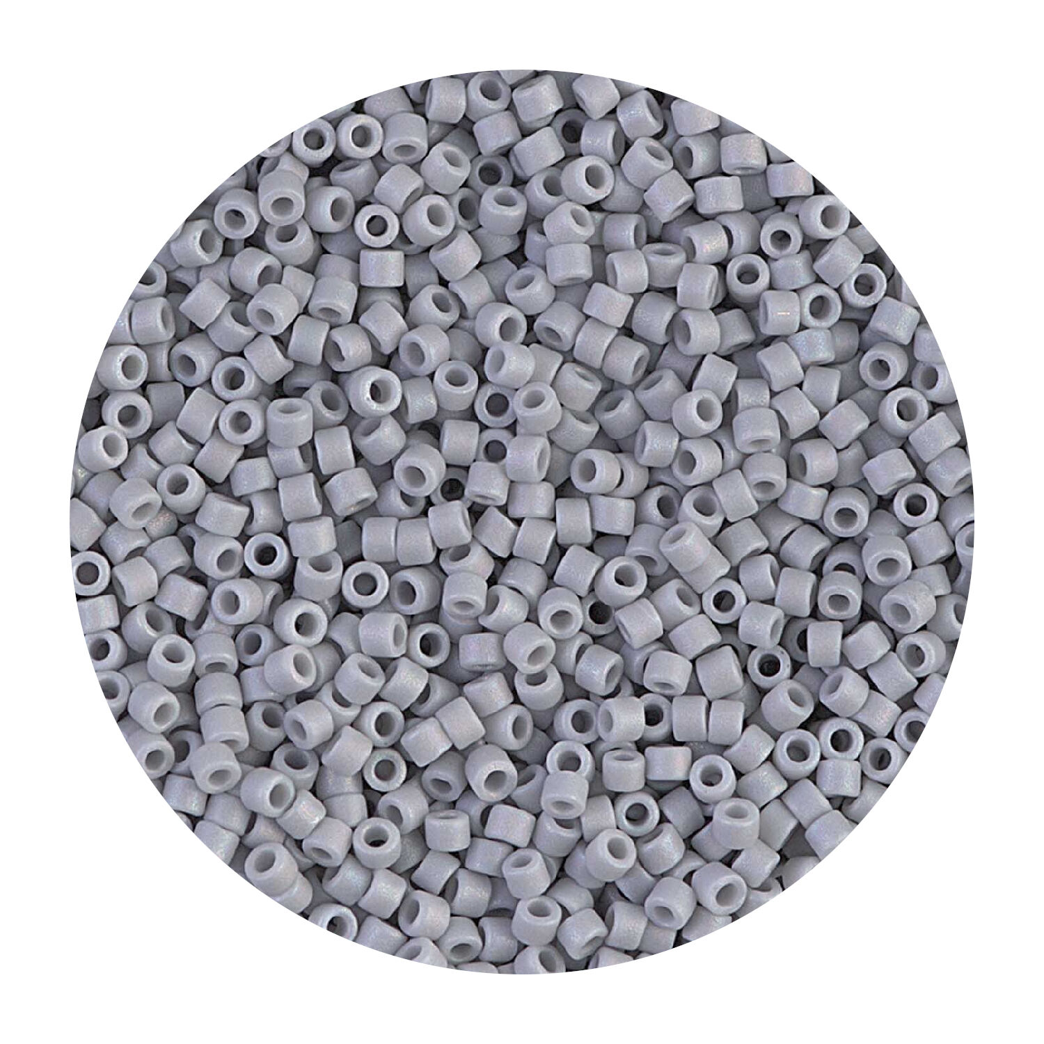 Rocailles-Perlen Itoshii Tube, 2 mm, 7 g, Hellgrau Opak