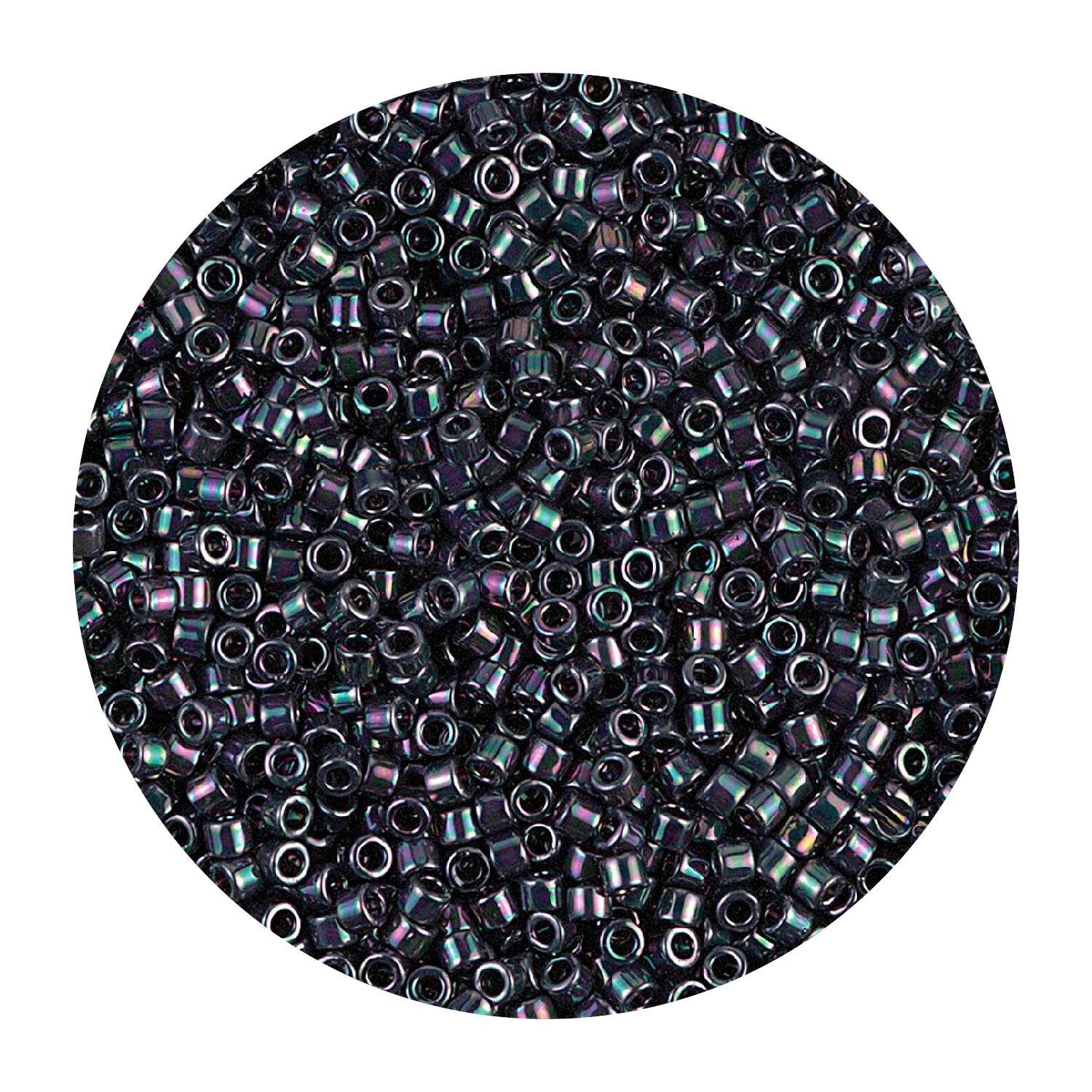 Rocailles-Perlen Itoshii Tube, 2 mm, 7 g, Blau-Grau Regenbogen