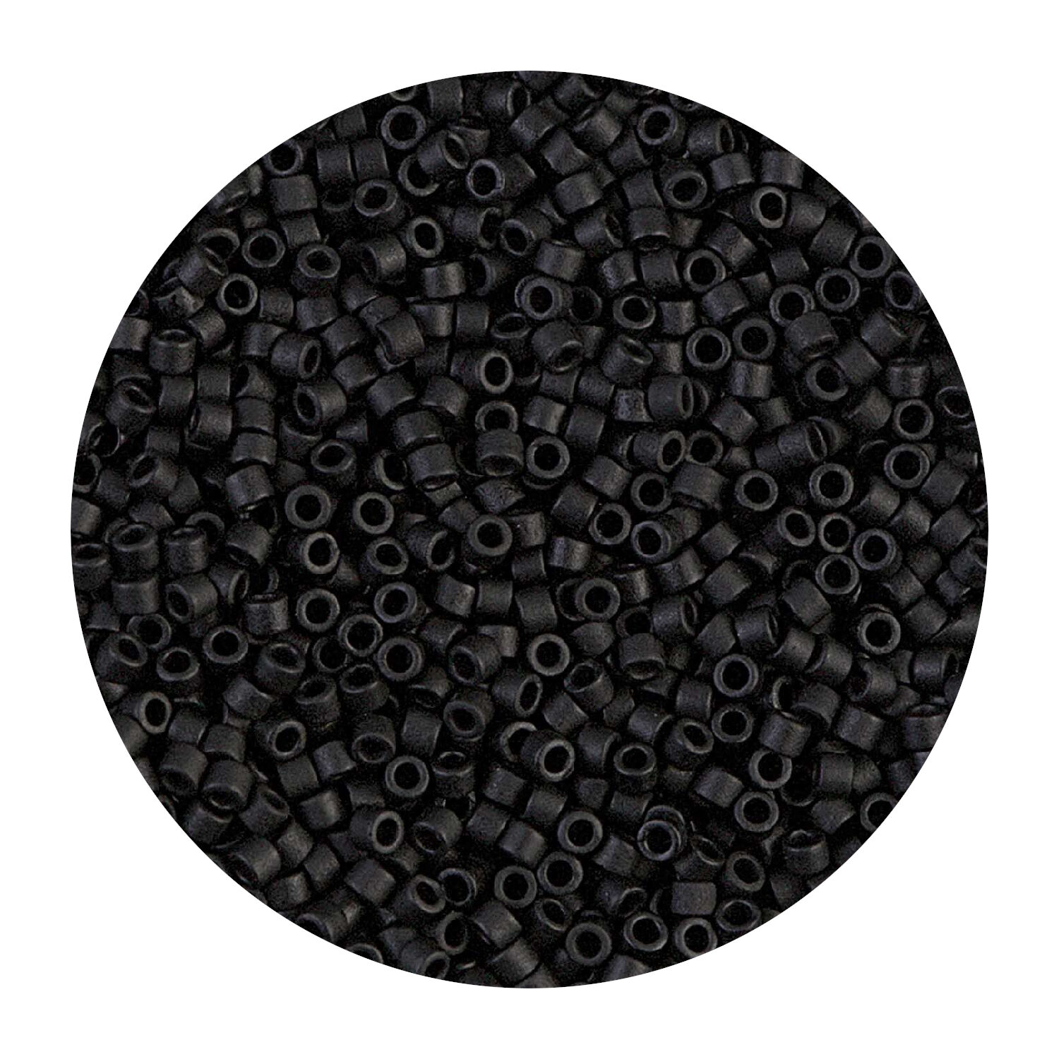 Rocailles-Perlen Itoshii Tube, 2 mm, 7 g, Schwarz Opak Matt