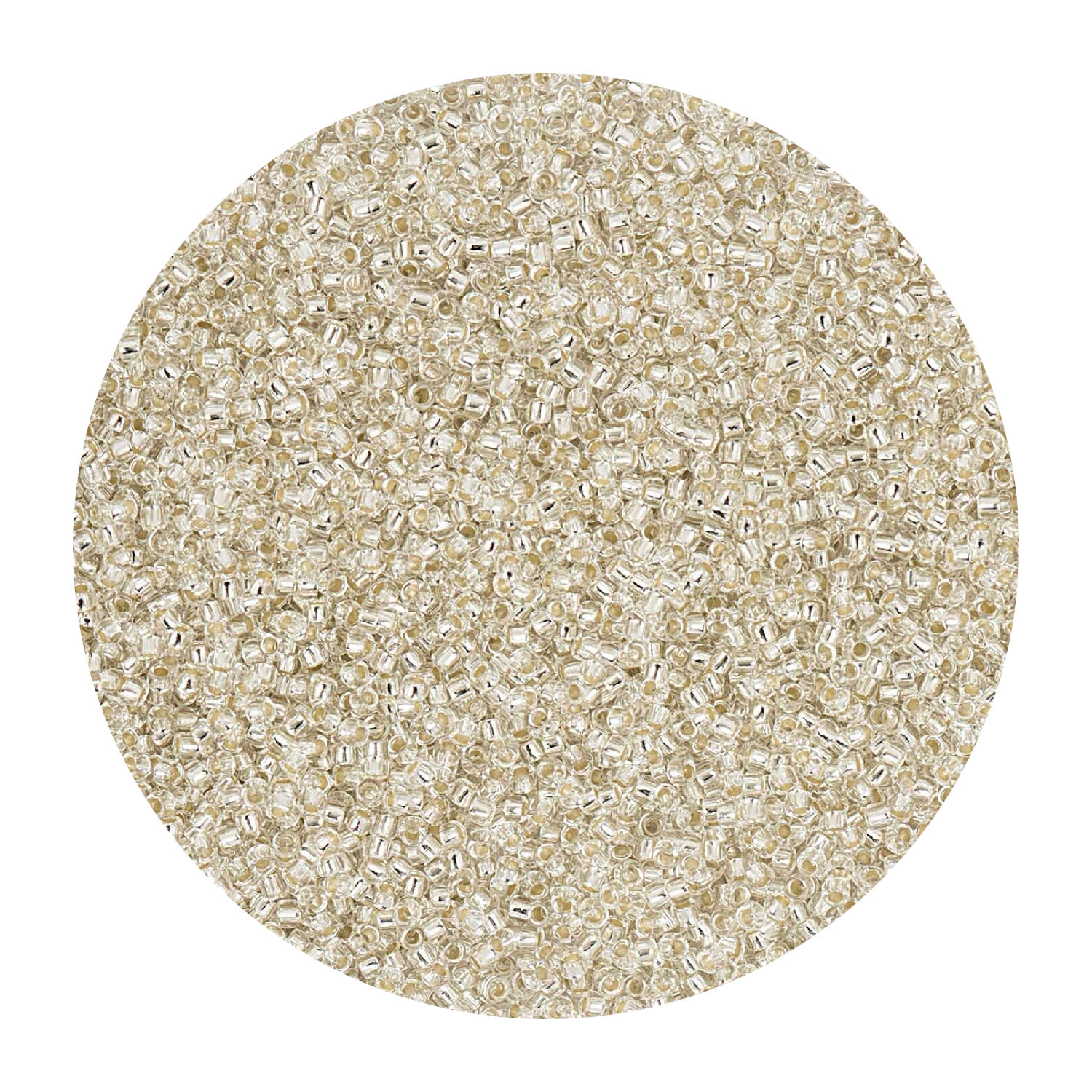 Rocailles-Perlen Itoshii Mini, 1,5 mm, 10 g, Silber Transparent