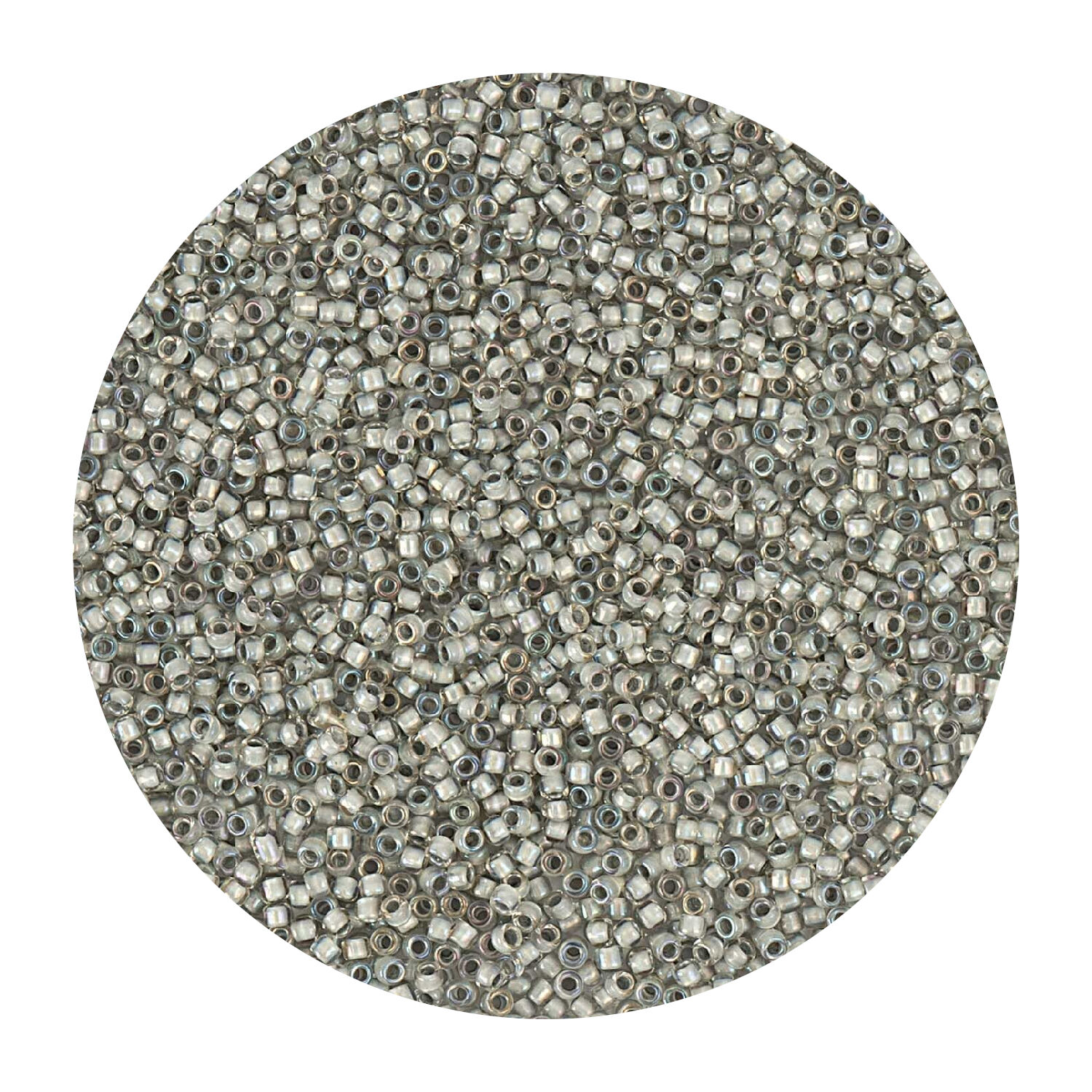 Rocailles-Perlen Itoshii Mini, 1,5 mm, 10 g, Hellgrau Transparent
