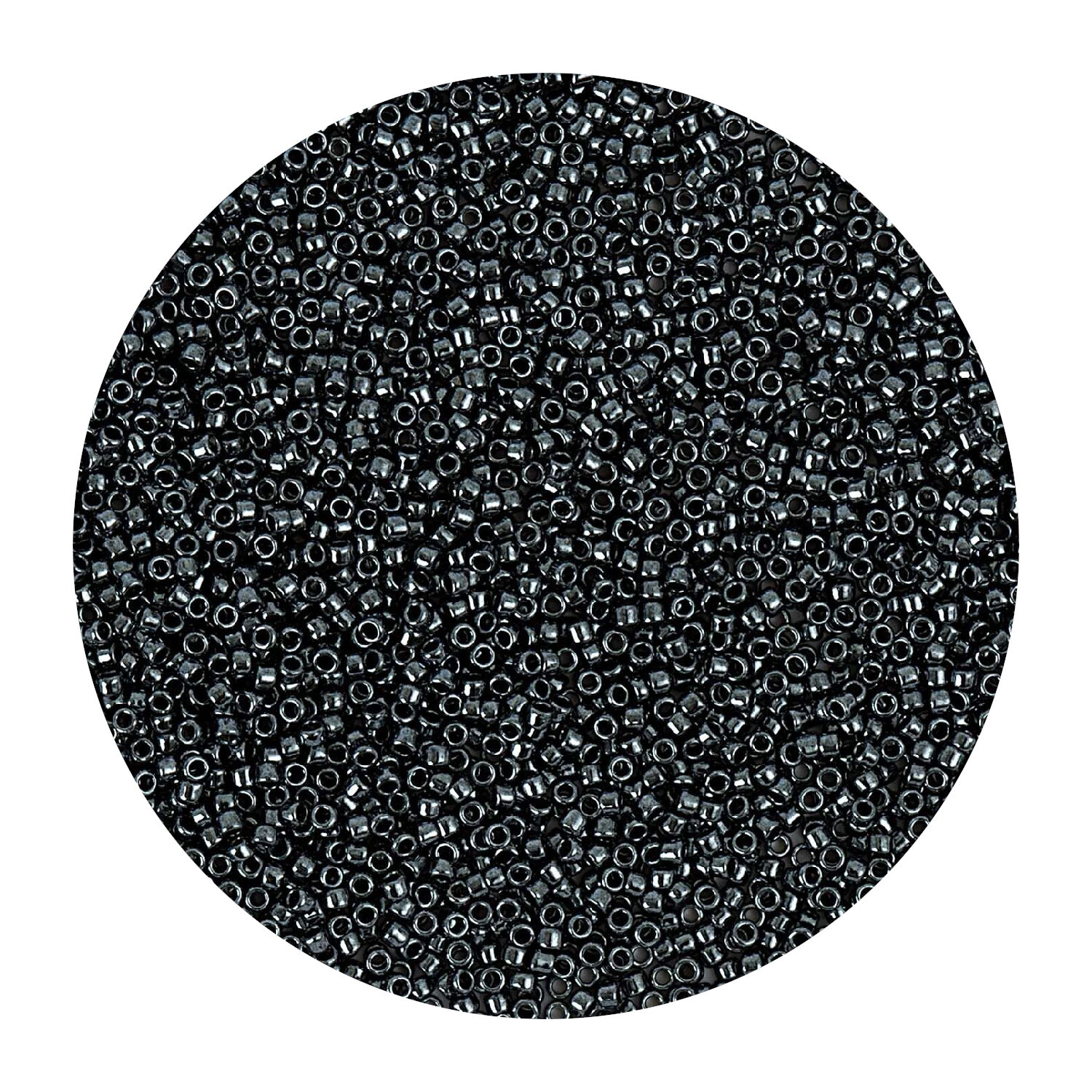 Rocailles-Perlen Itoshii Mini, 1,5 mm, 10 g, Dunkelgrau Metallic