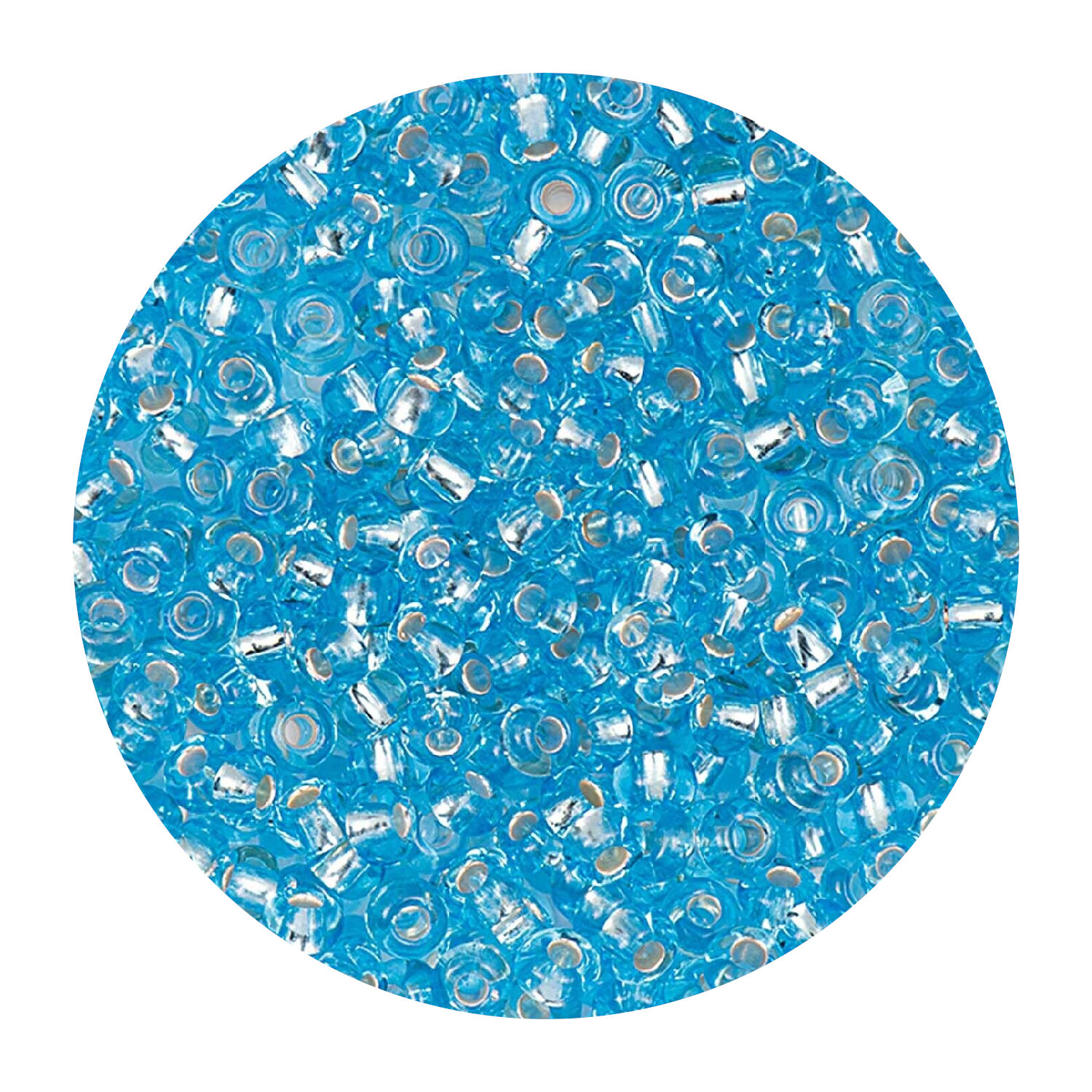 Rocailles-Perlen Itoshii, 2,6 mm, 17 g, Hellblau mit Silbereinzug