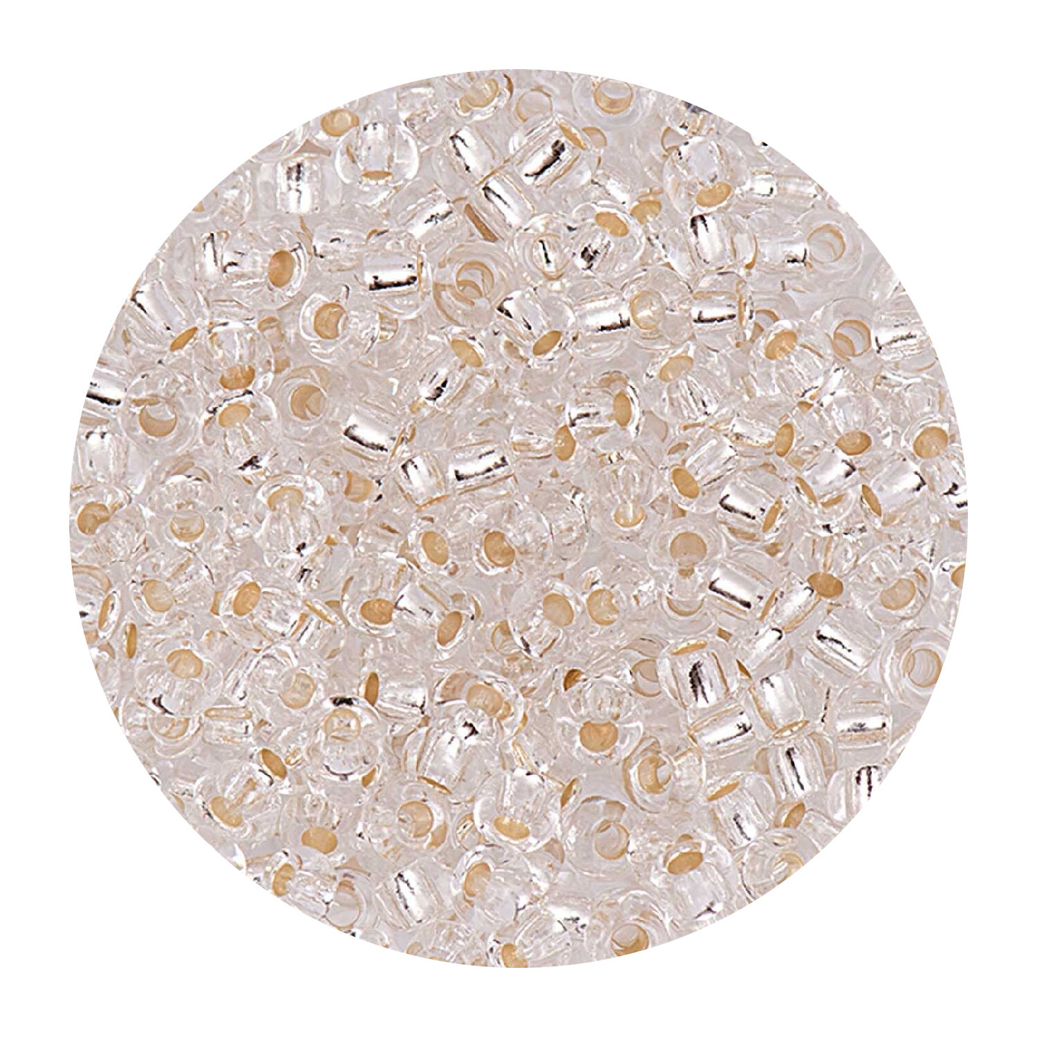 Rocailles-Perlen Itoshii, 2,6 mm, 17 g, Transparent mit Silbereinzug