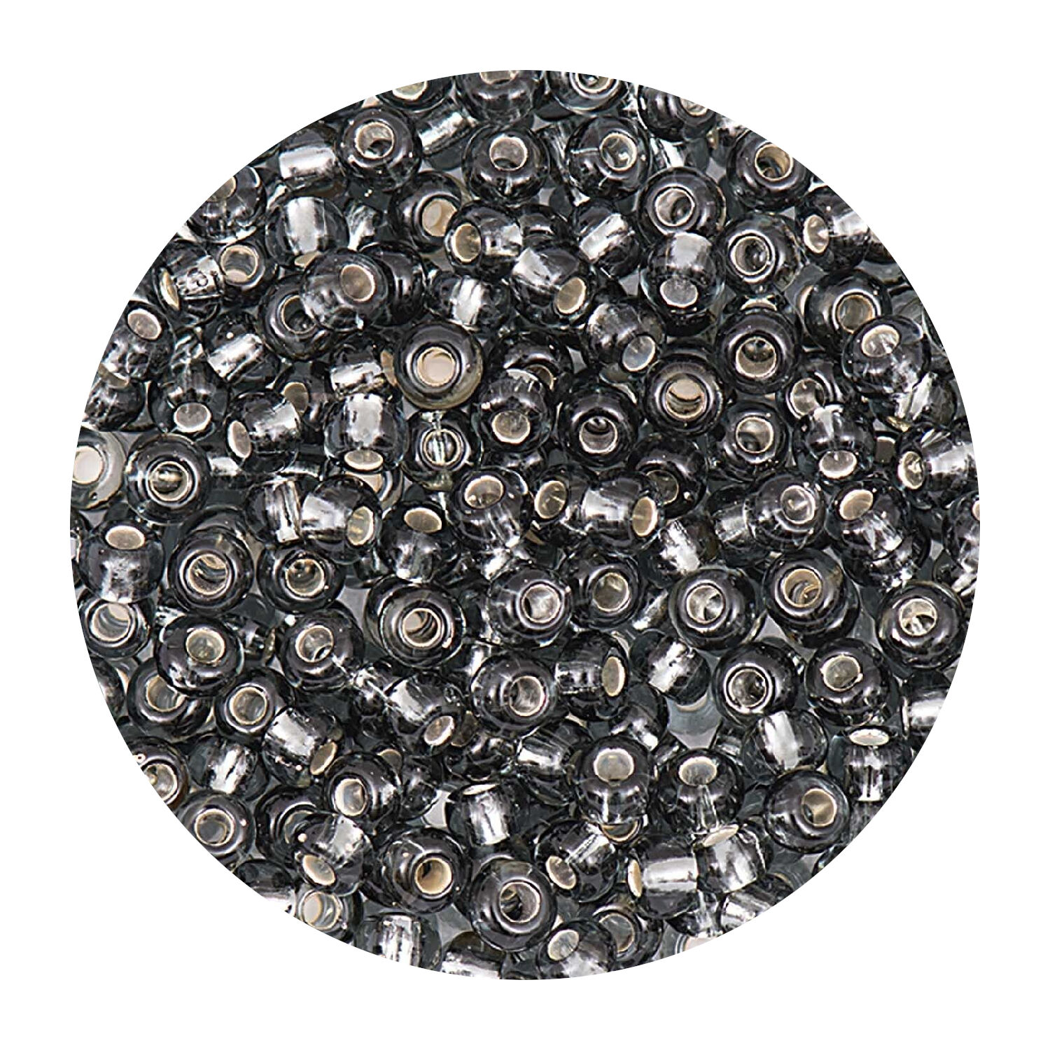 Rocailles-Perlen Itoshii, 2,6 mm, 17 g, Grau mit Silbereinzug
