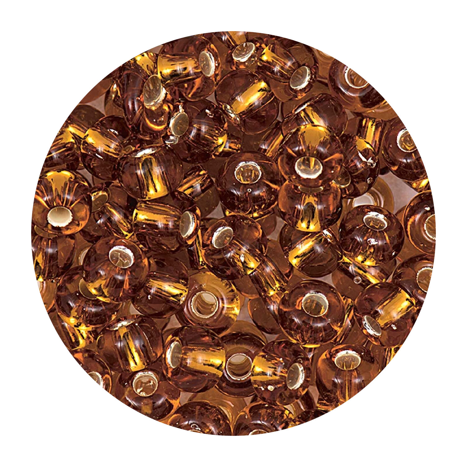 Rocailles-Perlen Itoshii, 4,5 mm, 17 g, Gold Transparent mit Silbereinzug