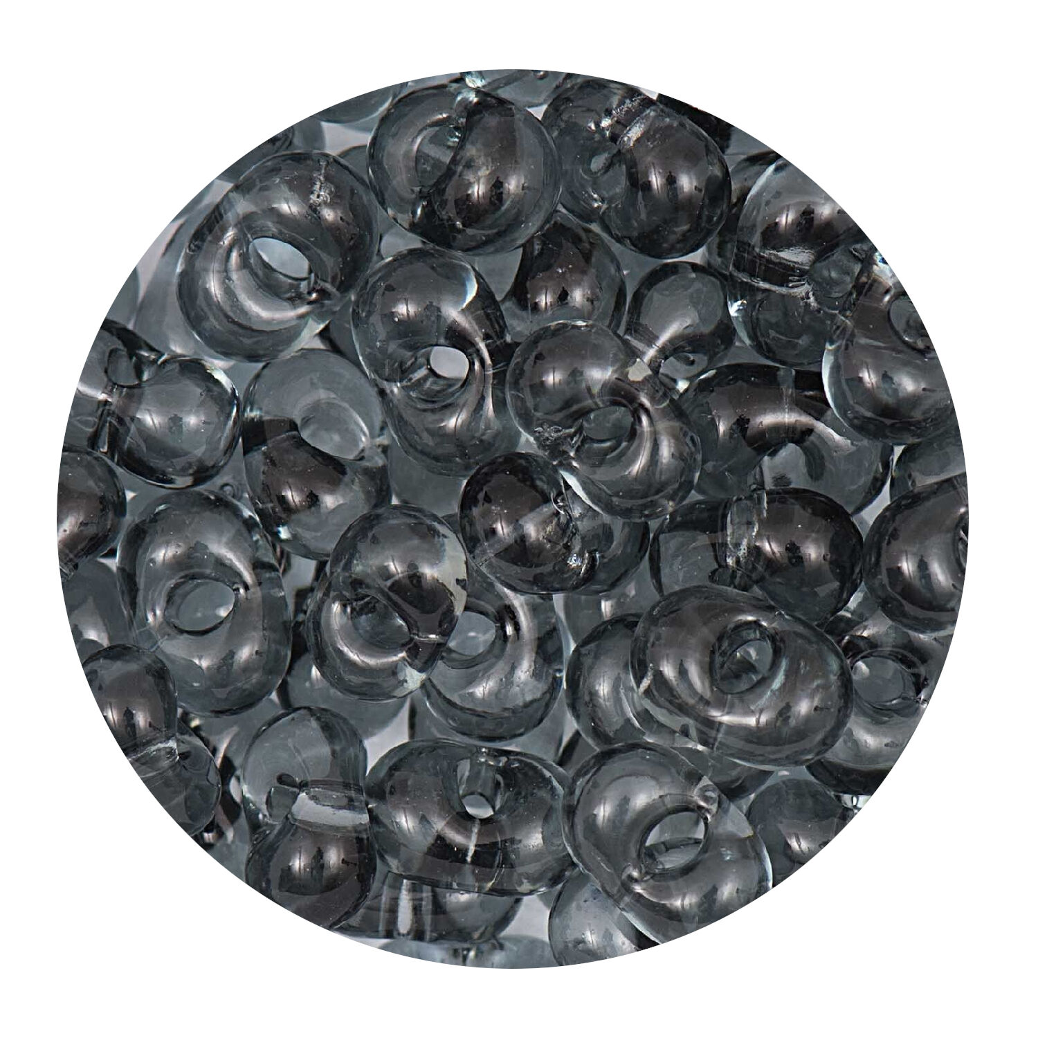 Rocailles-Perlen Itoshii Farfalle, 3,2 x 6,5 mm, 17 g, Grau Transparent