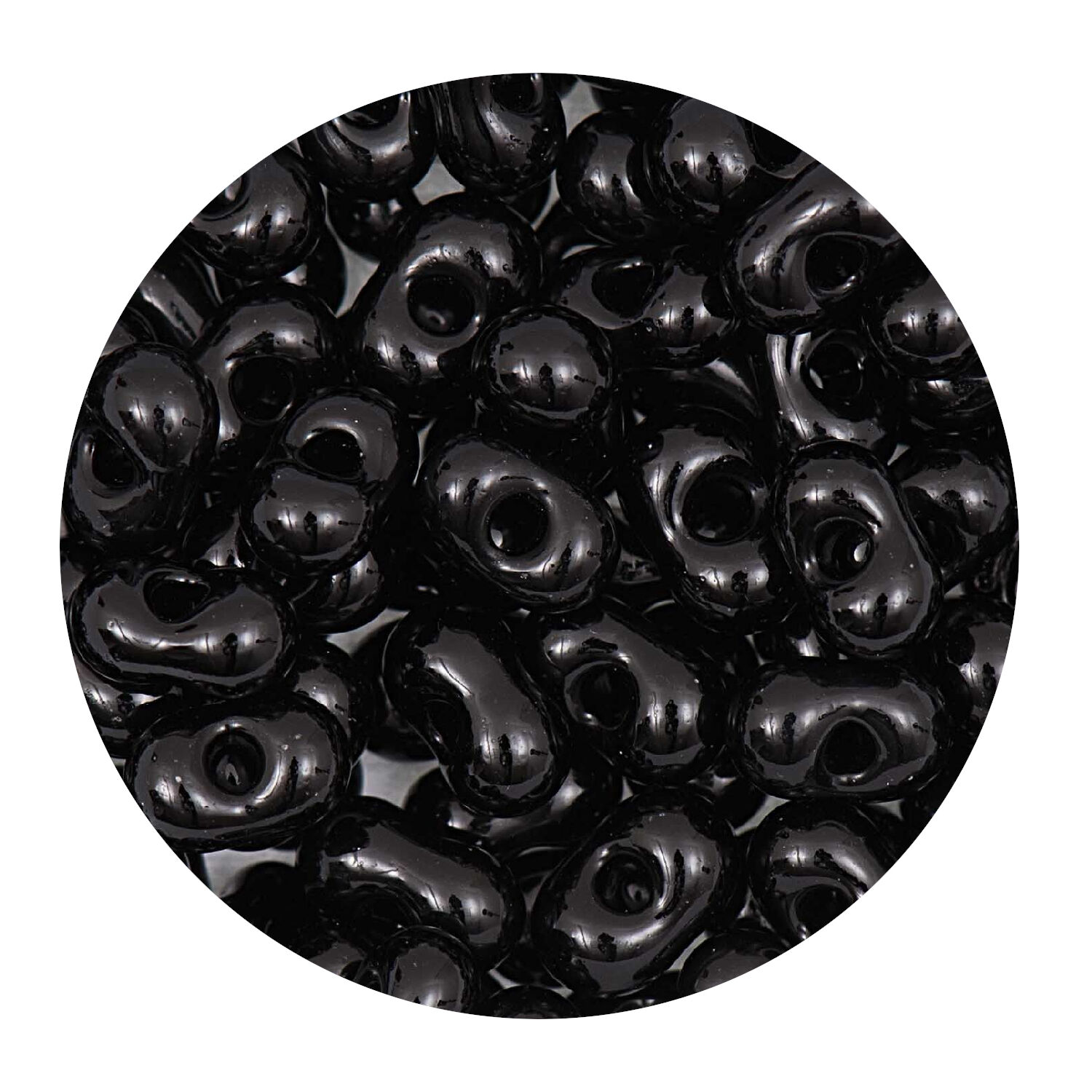 Rocailles-Perlen Itoshii Farfalle, 3,2 x 6,5 mm, 17 g, Schwarz Opak