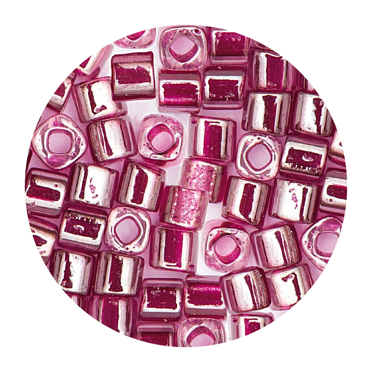 Rocailles-Wrfel-Perlen Itoshii Cube, 3 x 3 mm, 6 g, Magenta Transparent