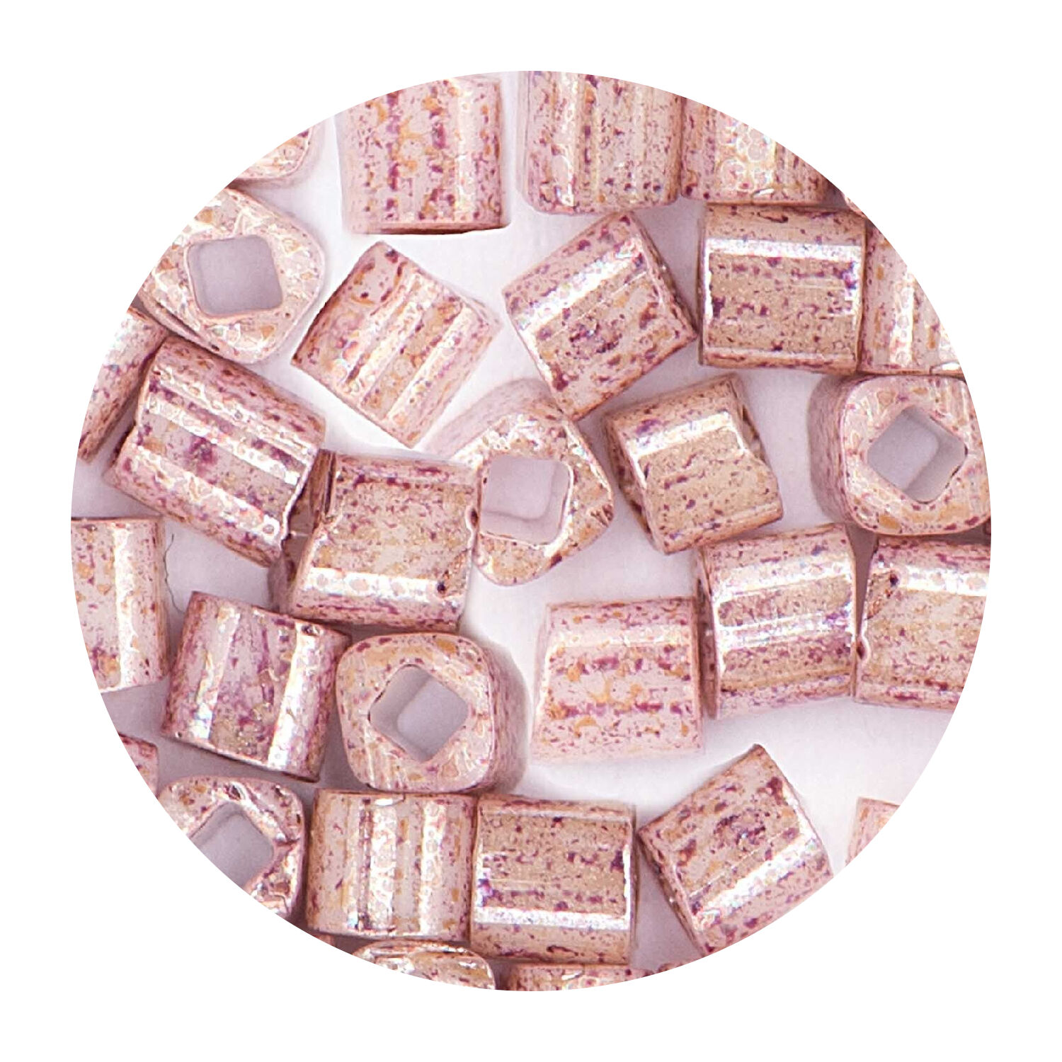 Rocailles-Wrfel-Perlen Itoshii Cube, 3 x 3 mm, 6 g, Marmor Rosa