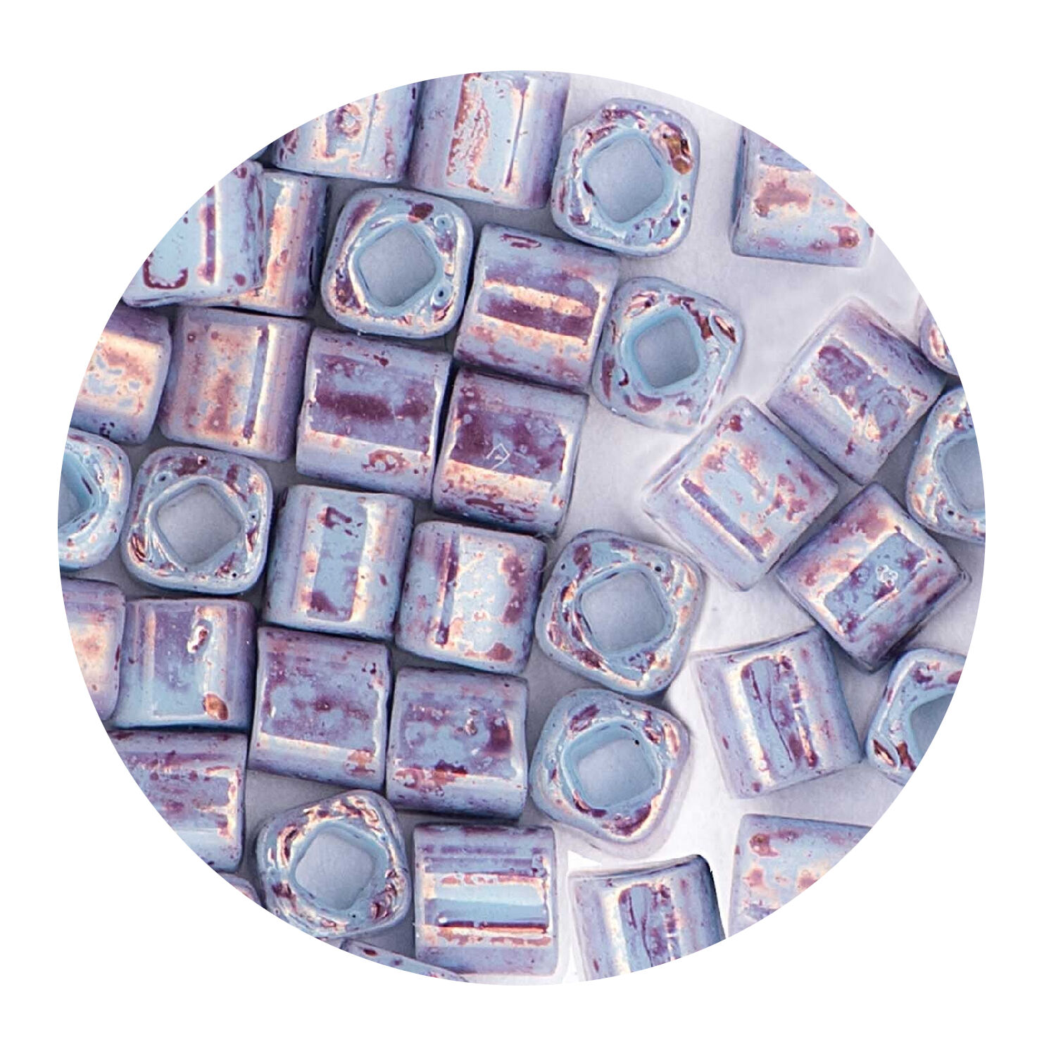 Rocailles-Wrfel-Perlen Itoshii Cube, 3 x 3 mm, 6 g, Marmor Lila