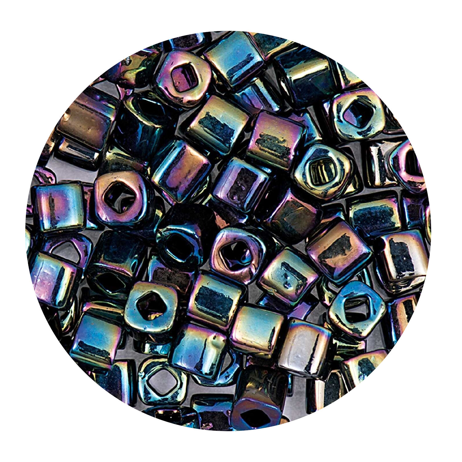 Rocailles-Wrfel-Perlen Itoshii Cube, 3 x 3 mm, 6 g, Lila Opak Regenbogen