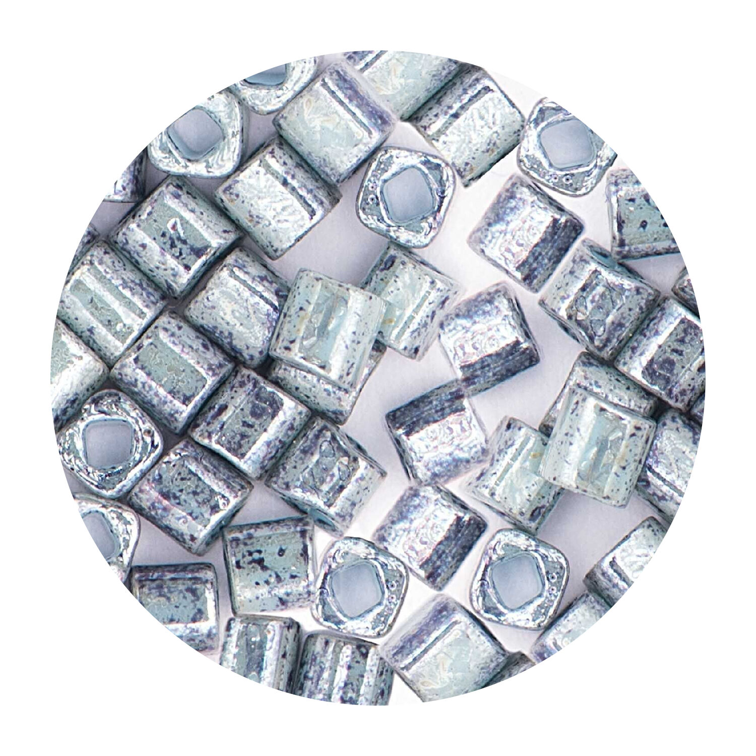Rocailles-Wrfel-Perlen Itoshii Cube, 3 x 3 mm, 6 g, Marmor Trkis