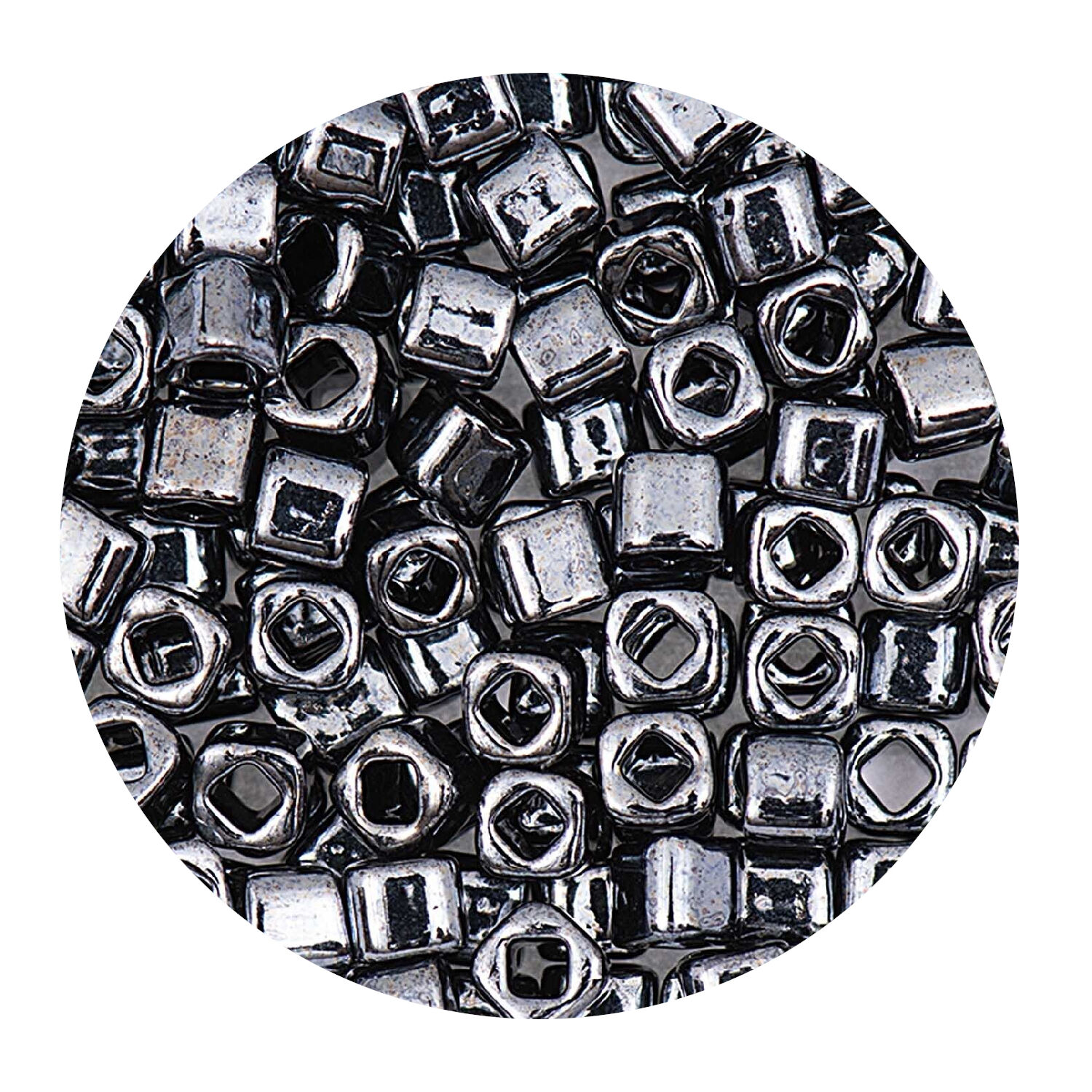 Rocailles-Wrfel-Perlen Itoshii Cube, 3 x 3 mm, 6 g, Grau Metallic