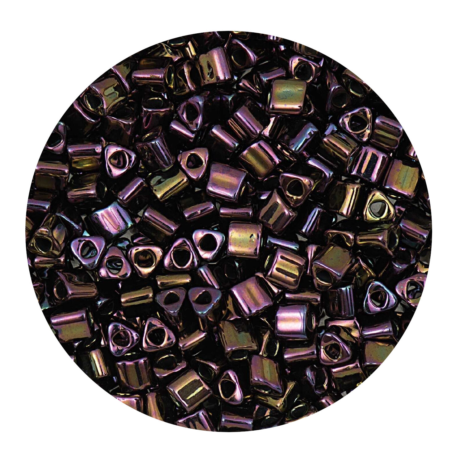 Rocailles-Perlen Itoshii Triangle, 2,2 mm, 10 g, Lila Irisierend