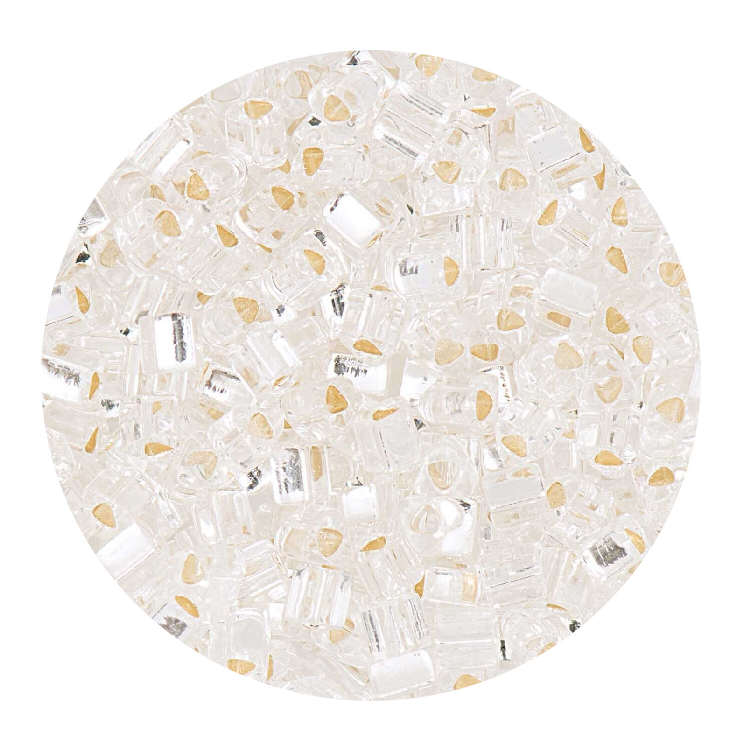 Rocailles-Perlen Itoshii Triangle, 2,2 mm, 10 g, Transparent mit Silbereinzug