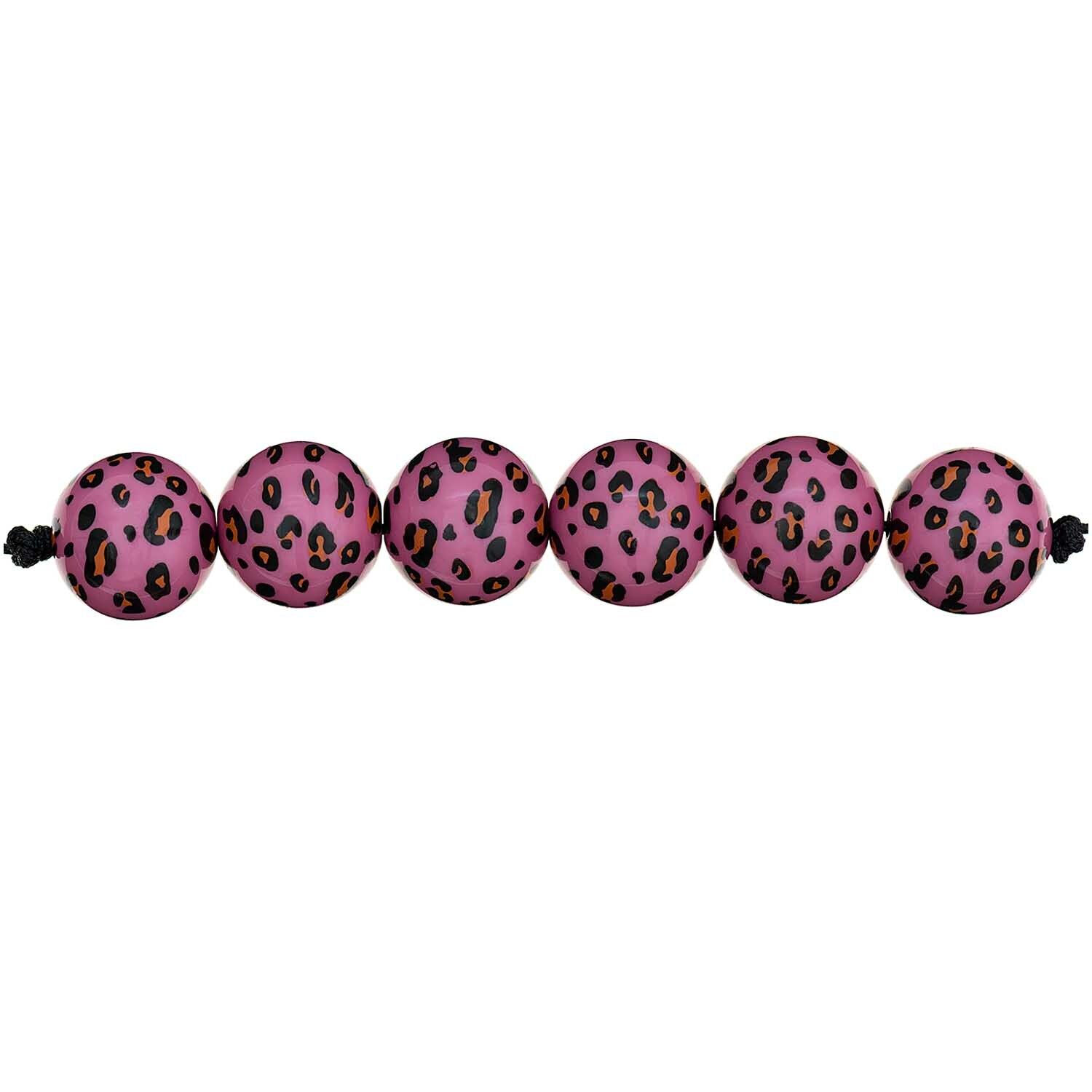 Kunststoff-Perlen Acid Leo, rund, 16 mm, 6 Stk, Pink