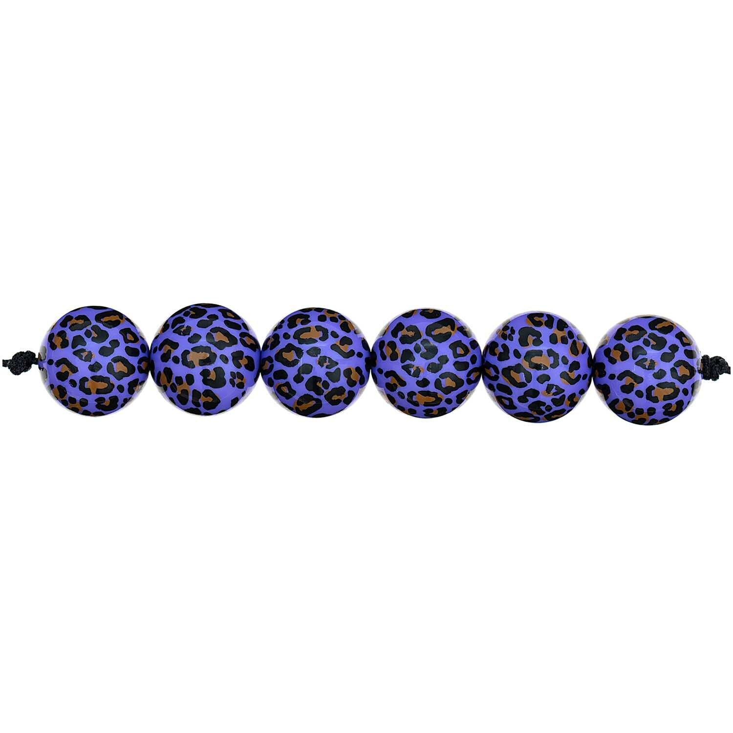 Kunststoff-Perlen Acid Leo, rund, 16 mm, 6 Stk, Lila