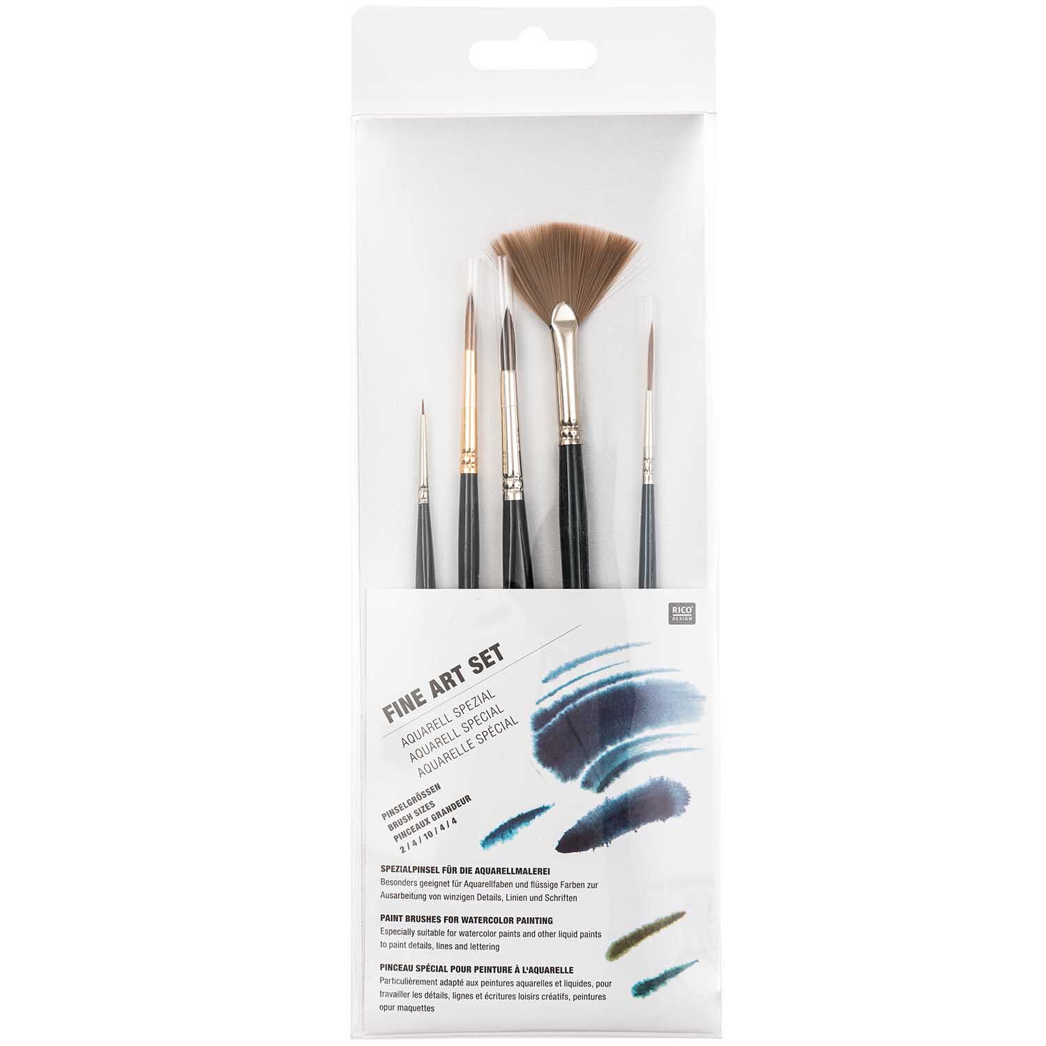 NEU Aquarellpinsel-Set FINE ART Synthetic Hell, Inhalt: 5 Pinsel