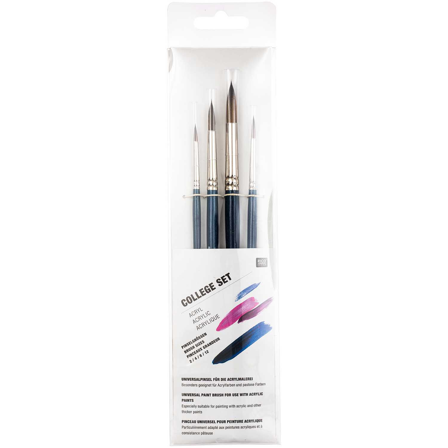 NEU Acrylpinsel-Set ART SCHOOL Synthetic Braun, Inhalt: 4 Pinsel