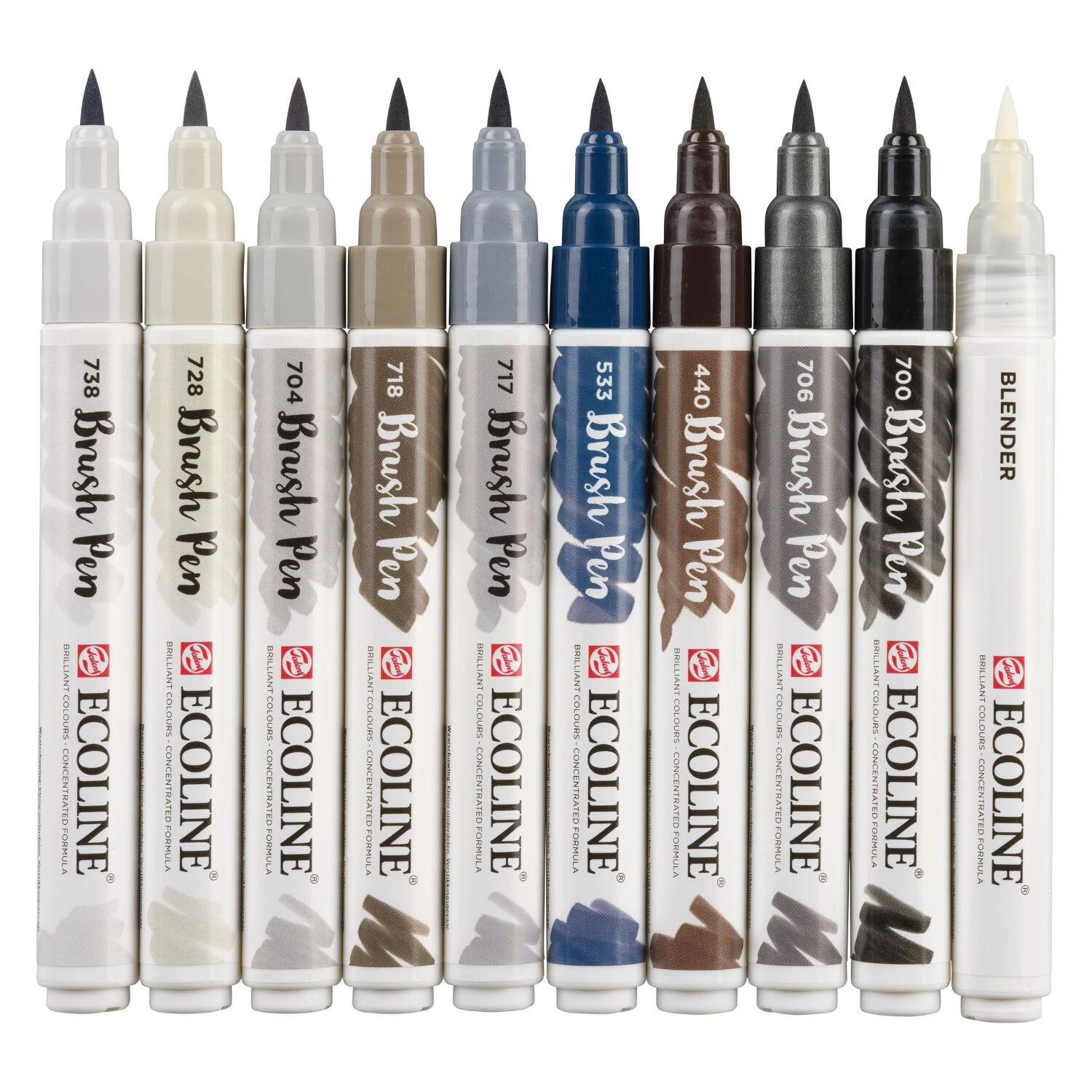 NEU Ecoline Brush Pen 10er-Set Schwarz/Grau-Tne Bild 2