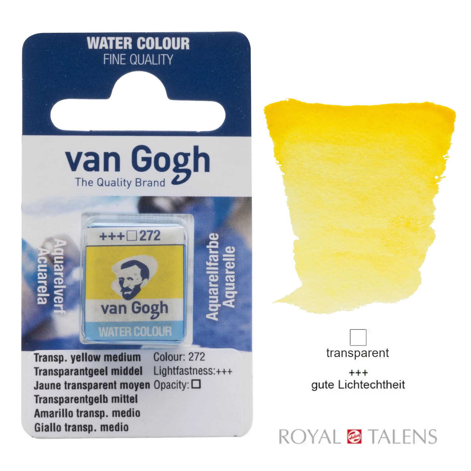Van Gogh Aquarellfarbe, Transparentgelb mittel, 1/2 Napf