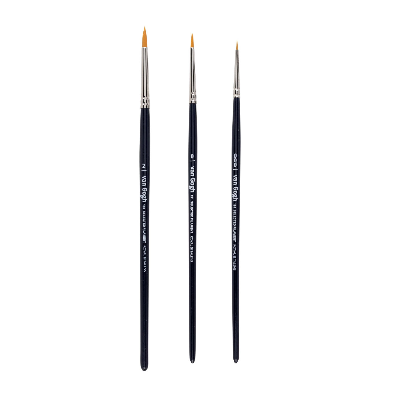 NEU Van Gogh Aquarellpinsel, Synthetik Rund, Set mit 3 Pinseln, No. 000, 0, 2