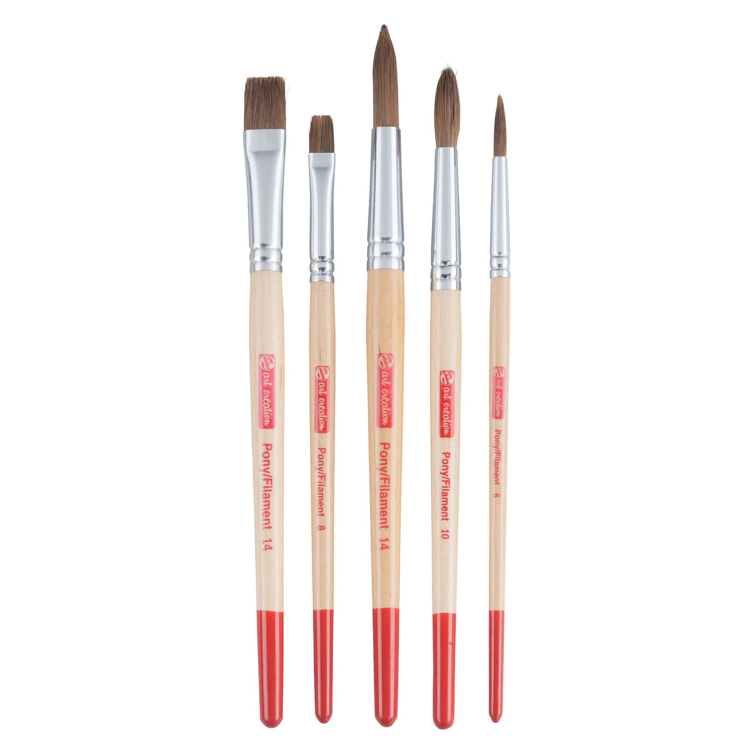 NEU ArtCreation Aquarell- Pinselset, Ponyhaar / Polyester, 5 Pinsel sortiert