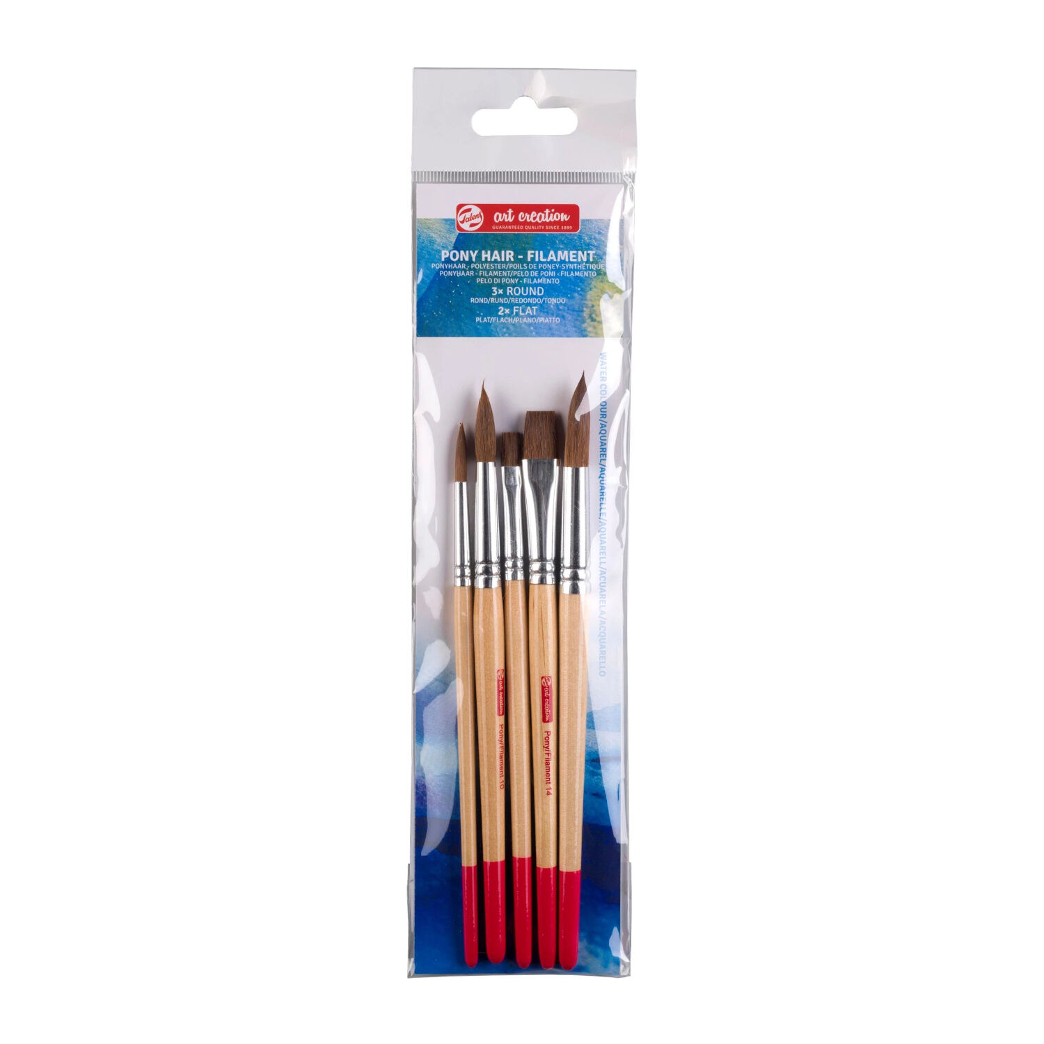 NEU ArtCreation Aquarell- Pinselset, Ponyhaar / Polyester, 5 Pinsel sortiert Bild 2