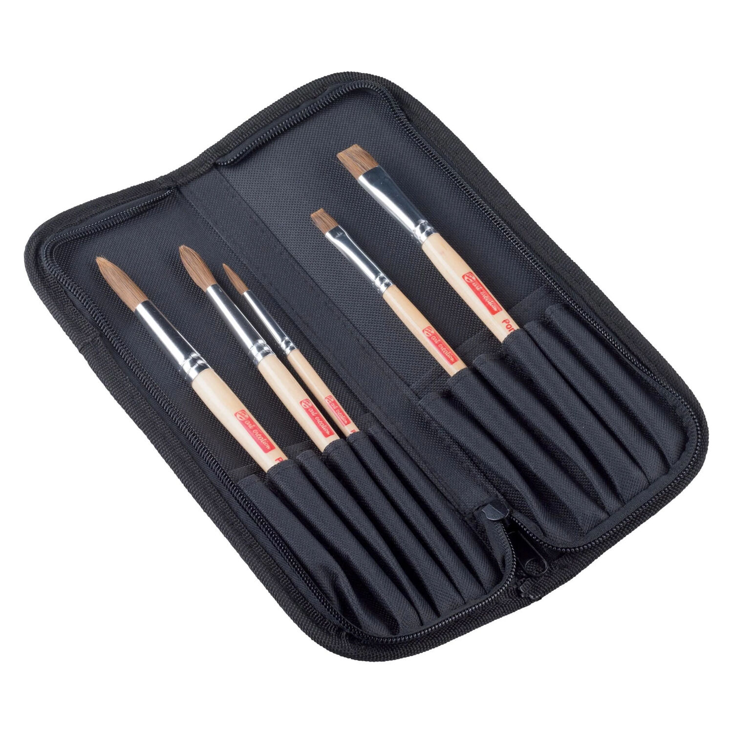 NEU ArtCreation Aquarell- Pinselset, Ponyhaar / Polyester, 5 Pinsel sortiert inkl. Pinseltasche