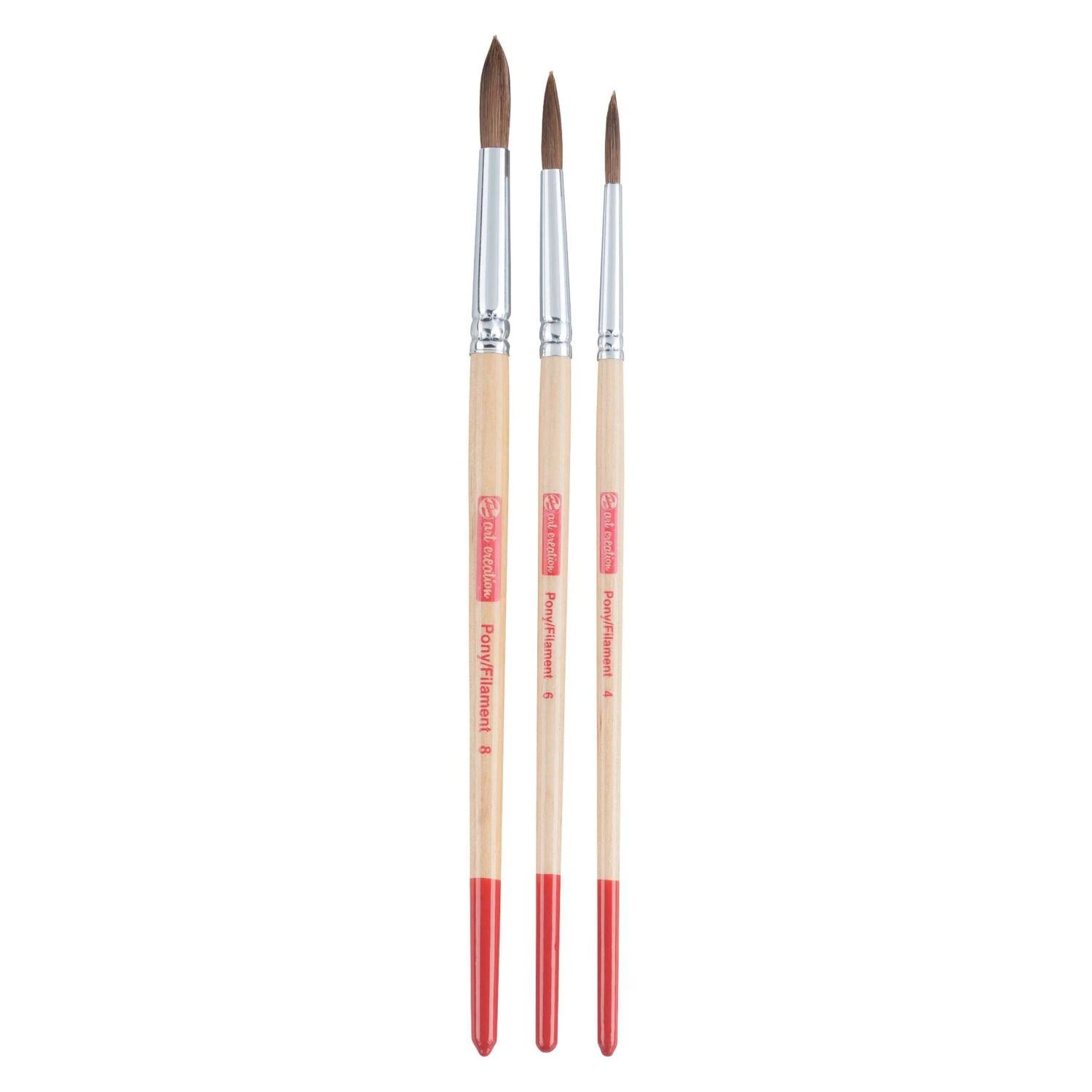 NEU ArtCreation Aquarell- Pinselset, Ponyhaar / Polyester, 3 Rundpinsel, 4, 6, 8