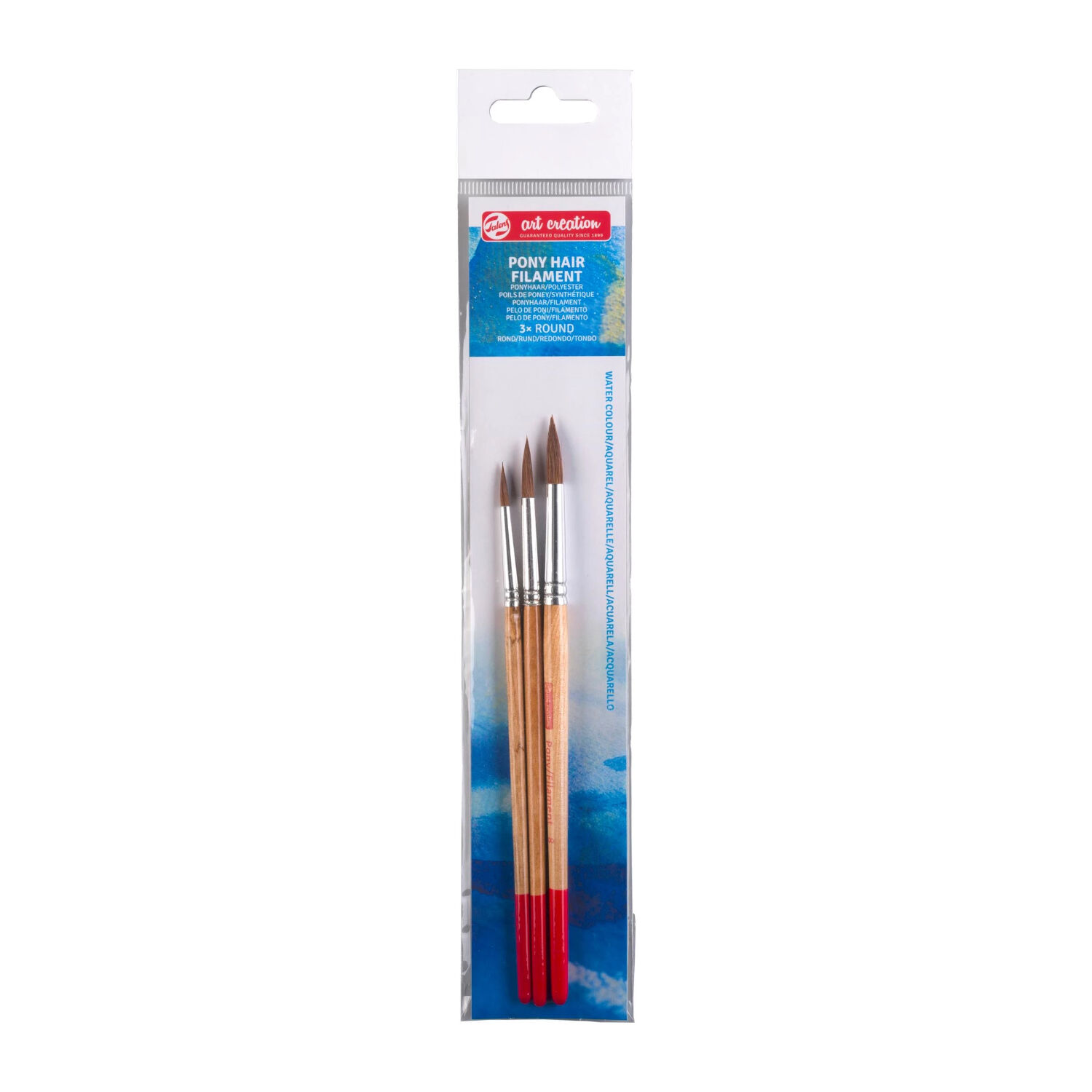 NEU ArtCreation Aquarell- Pinselset, Ponyhaar / Polyester, 3 Rundpinsel, 4, 6, 8 Bild 2