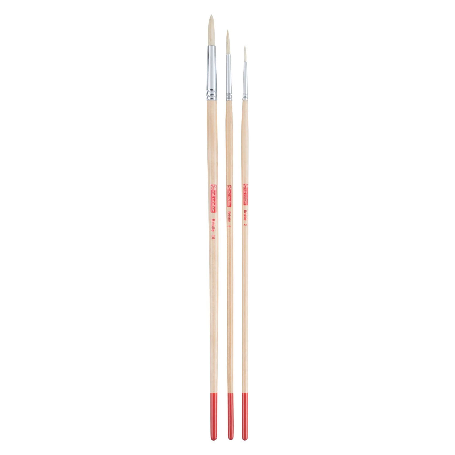 NEU ArtCreation l- & Acrylpinsel, Schweineborste Rund, 3er Set, No. 2, 6, 10
