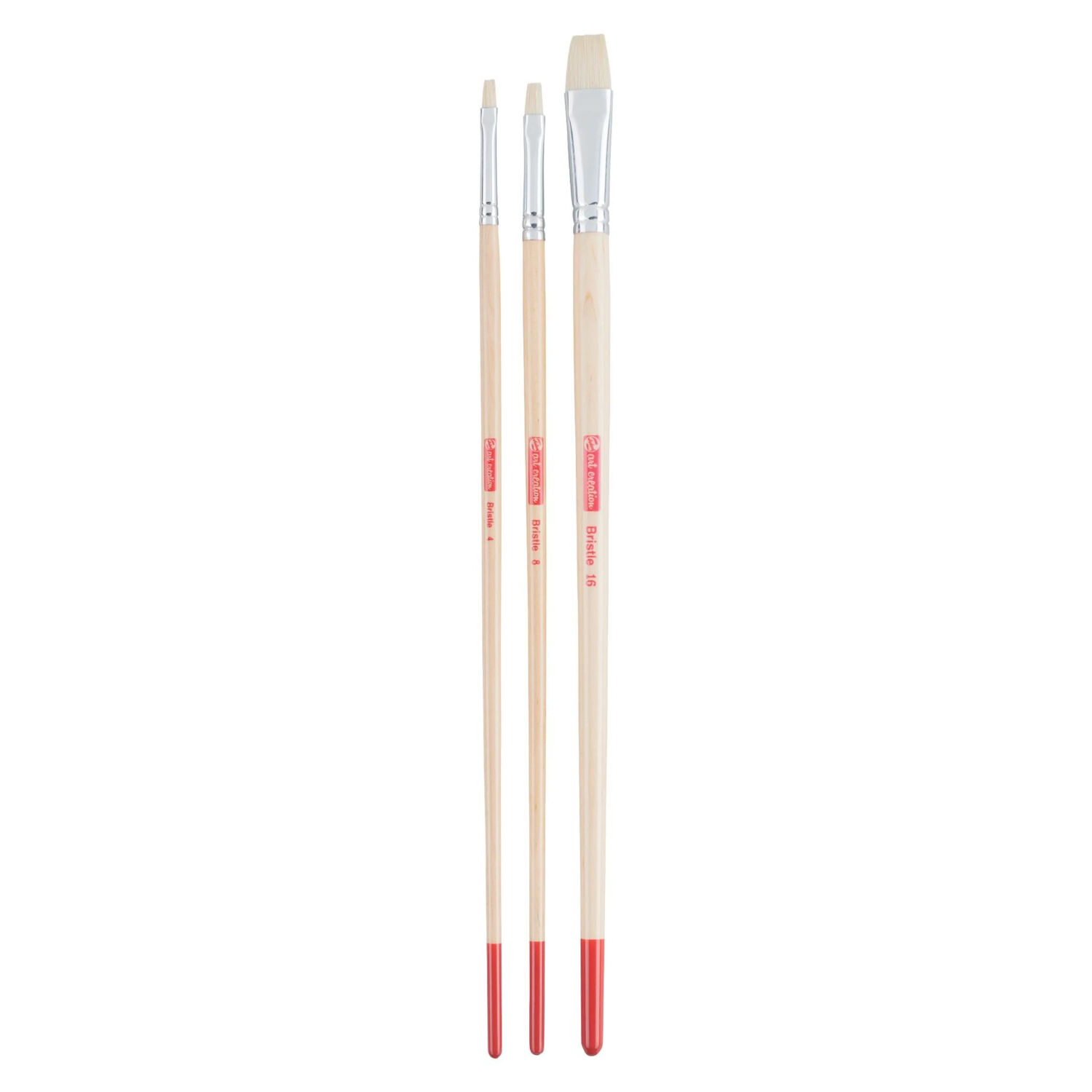NEU ArtCreation l- & Acrylpinsel, Schweineborste Flach, 3er Set, No. 4, 8, 16