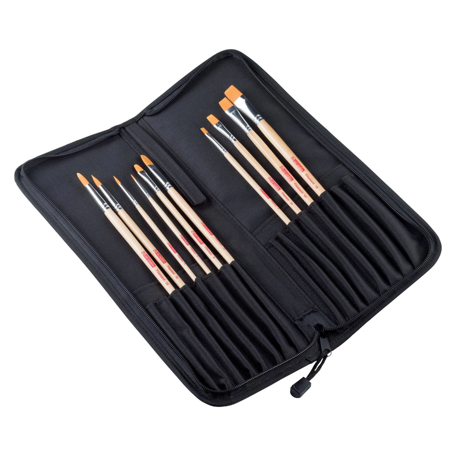 NEU ArtCreation l- & Acrylpinsel, Synthetik, 10 Pinsel sortiert inkl. Pinseltasche