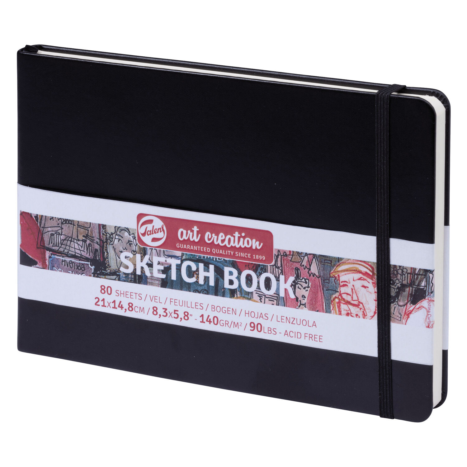 NEU Art Creation Skizzenbuch gebunden, 80 Blatt naturwei 140g/qm, 15 x 21 cm Querformat, Schwarz