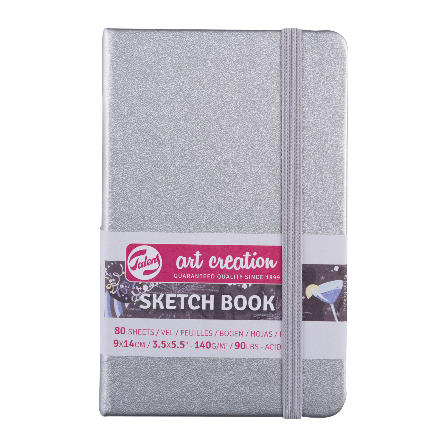 NEU Art Creation Skizzenbuch gebunden, 80 Blatt naturwei 140g/qm, 9 x 14 cm Hochformat, Silber Glnzend