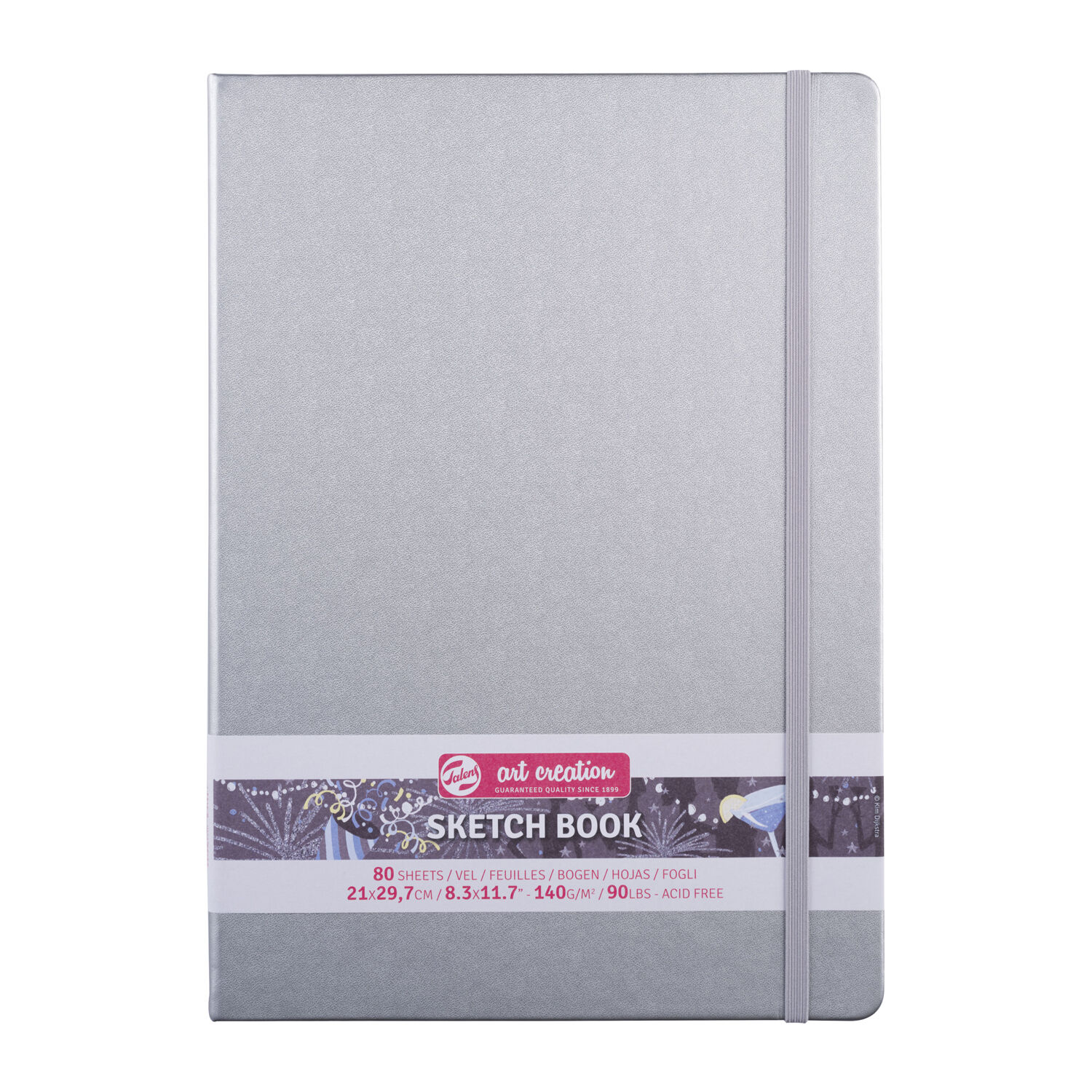 SALE Art Creation Skizzenbuch gebunden, 80 Blatt naturwei� 140g/qm, 21 x 30 cm Hochformat, Silber Gl�nzend