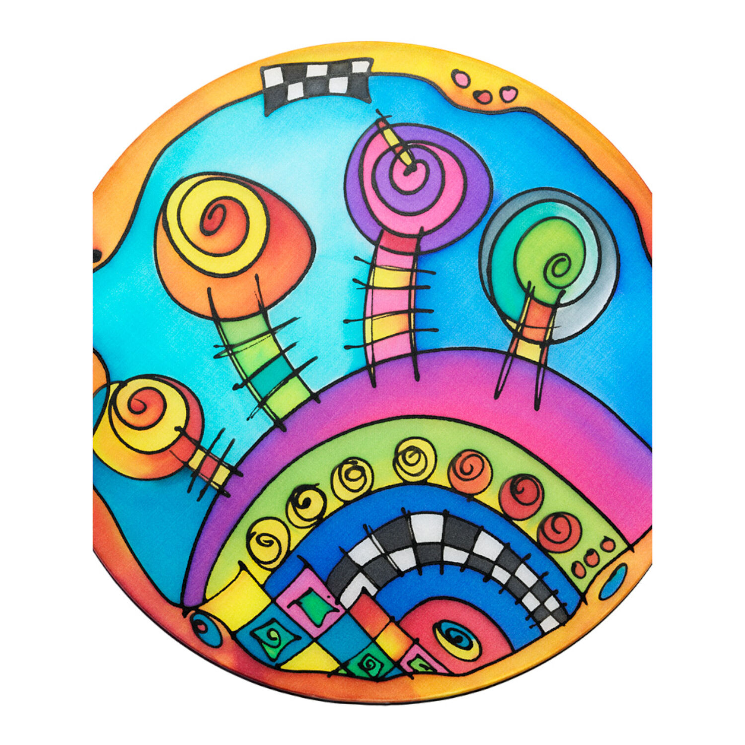 Fensterbild, wei�, Pong� 08, 30 cm Rund Bild 3