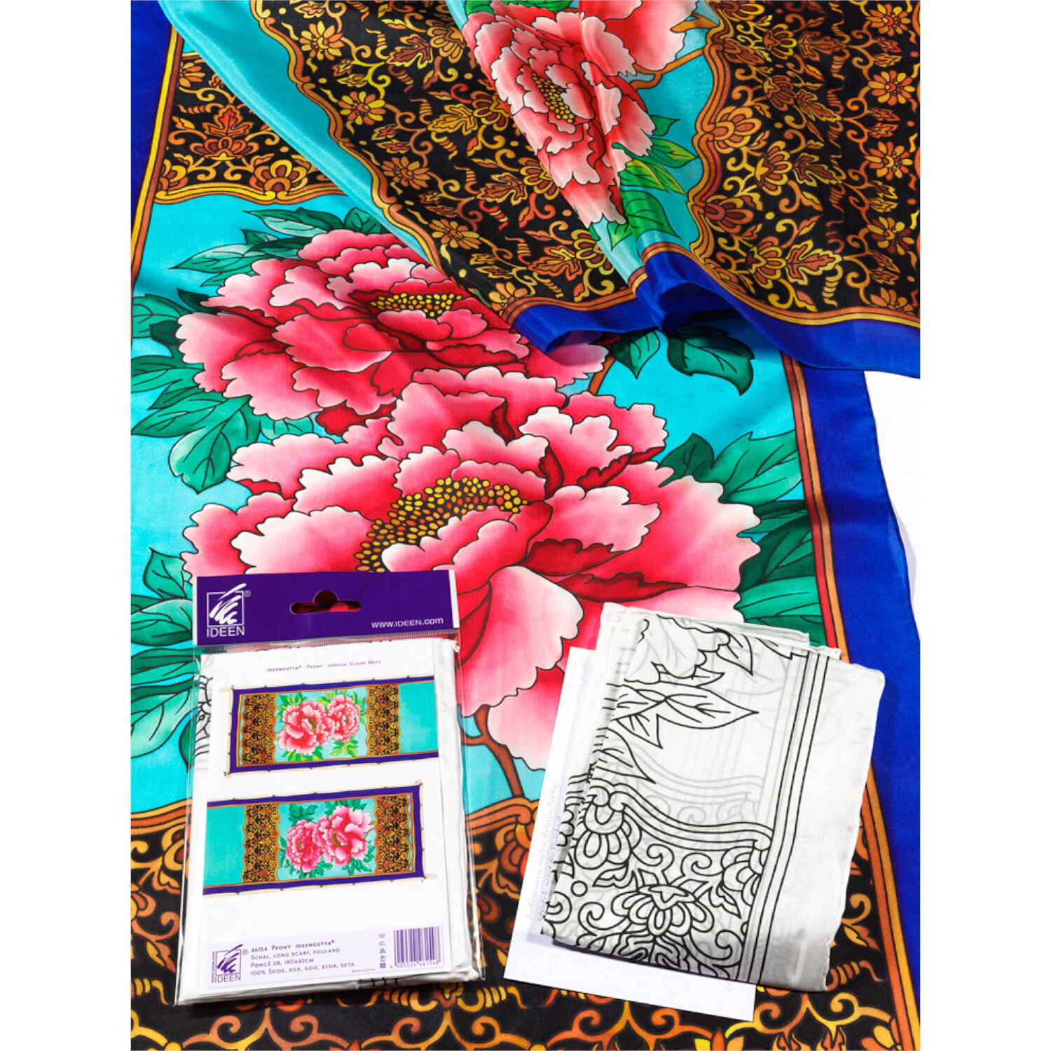 Gutta-Schal 180x45, Pong� 08, Motiv Peony Bild 2