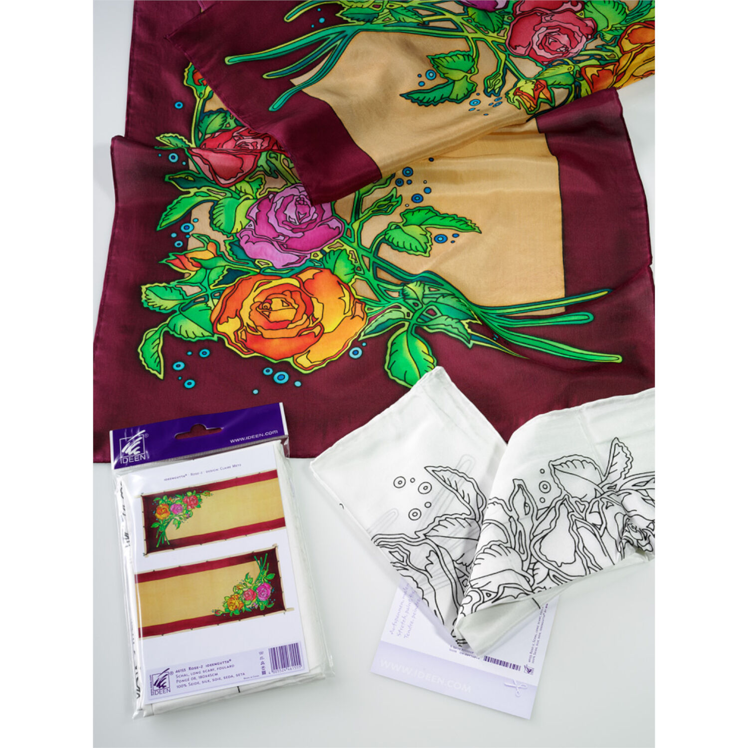 Gutta-Schal 180x45, Pong� 08, Motiv Rose-2 Bild 2