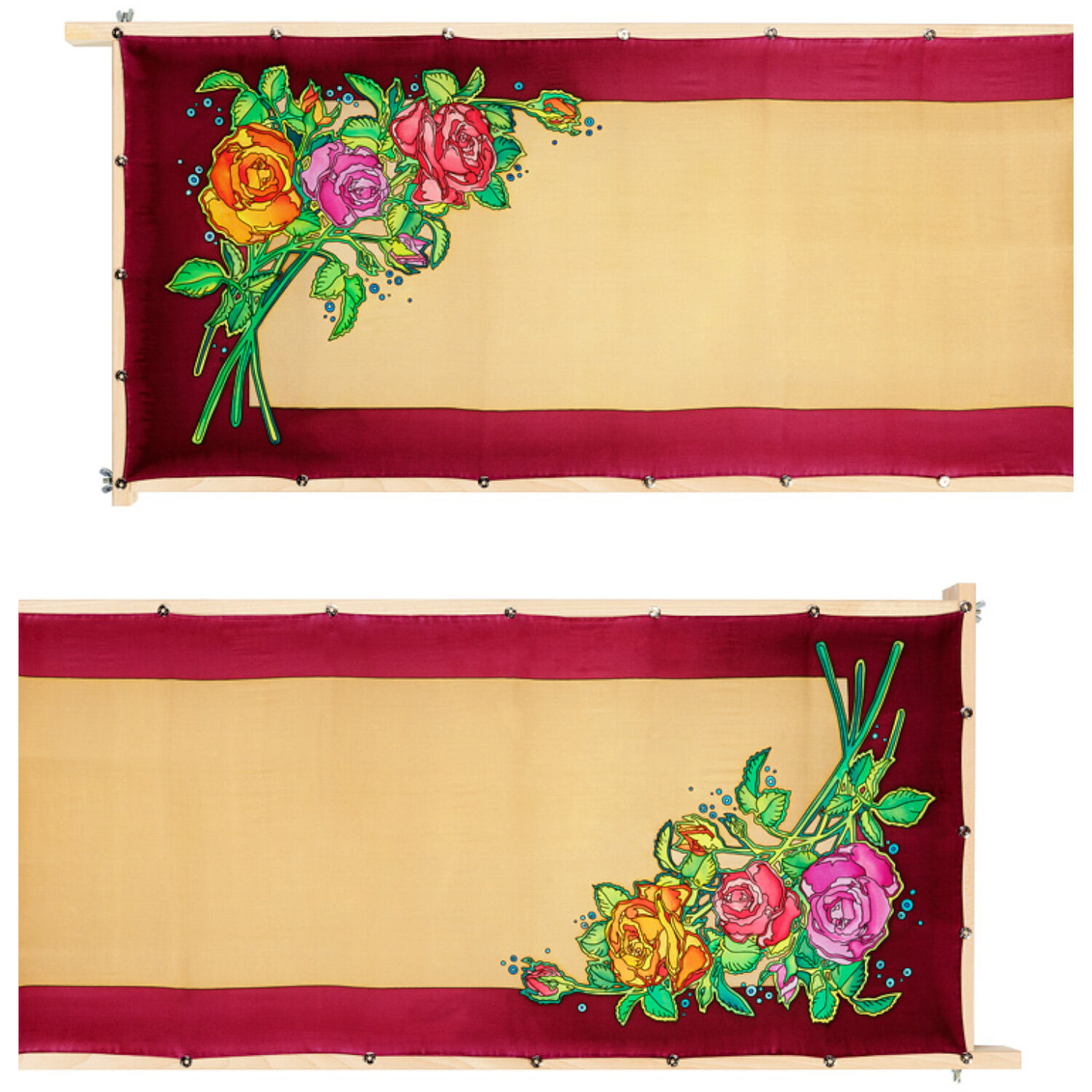 Gutta-Schal 180x45, Pong� 08, Motiv Rose-2