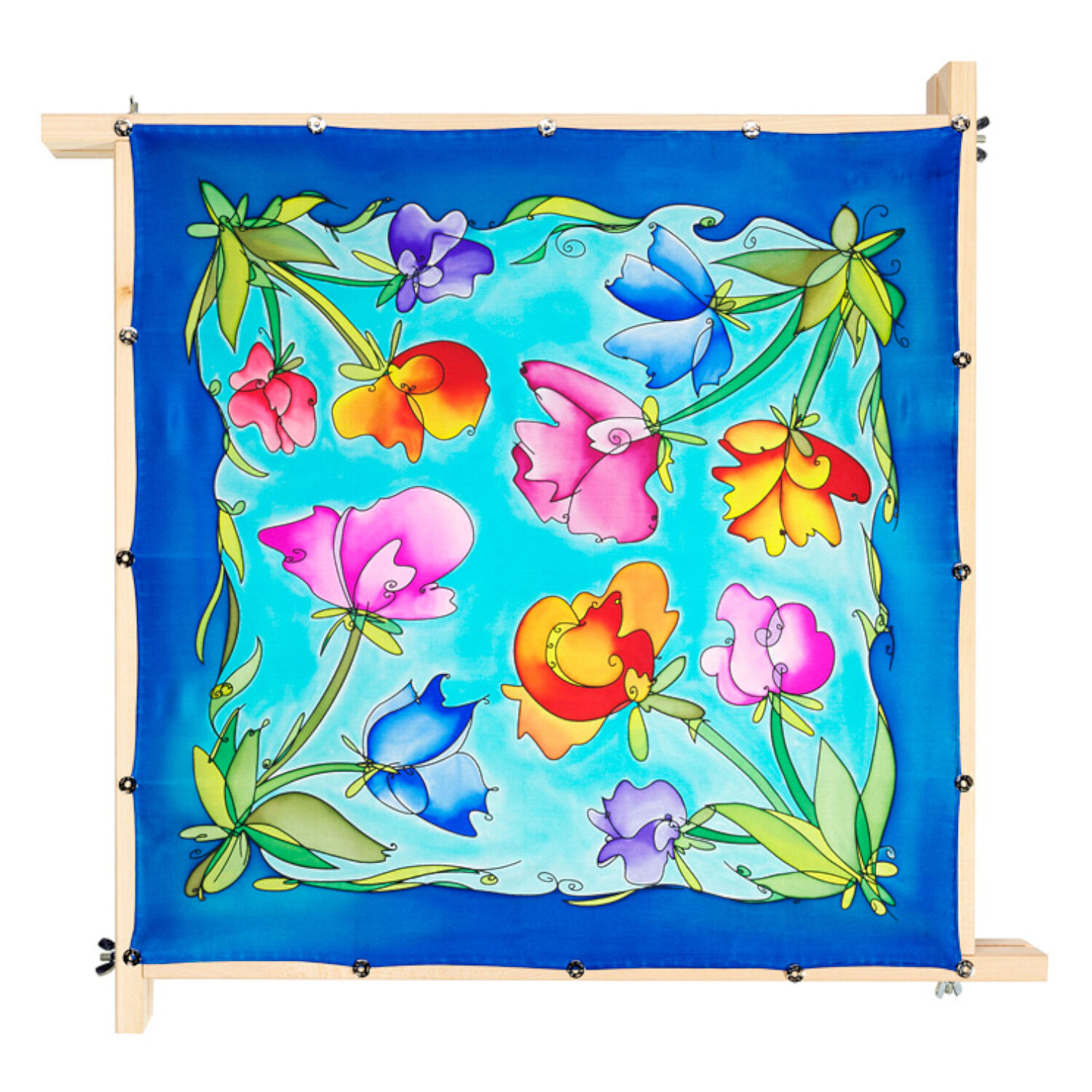 Gutta-Tuch 55x55, Pong� 08, Motiv Flower Sketch