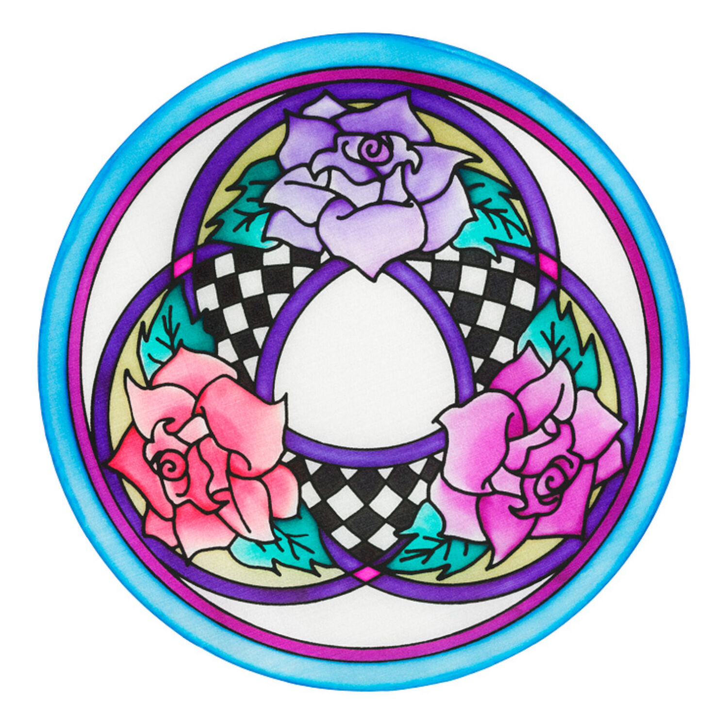 Gutta-Fensterbild 20cm, Pong� 08, 3 Roses